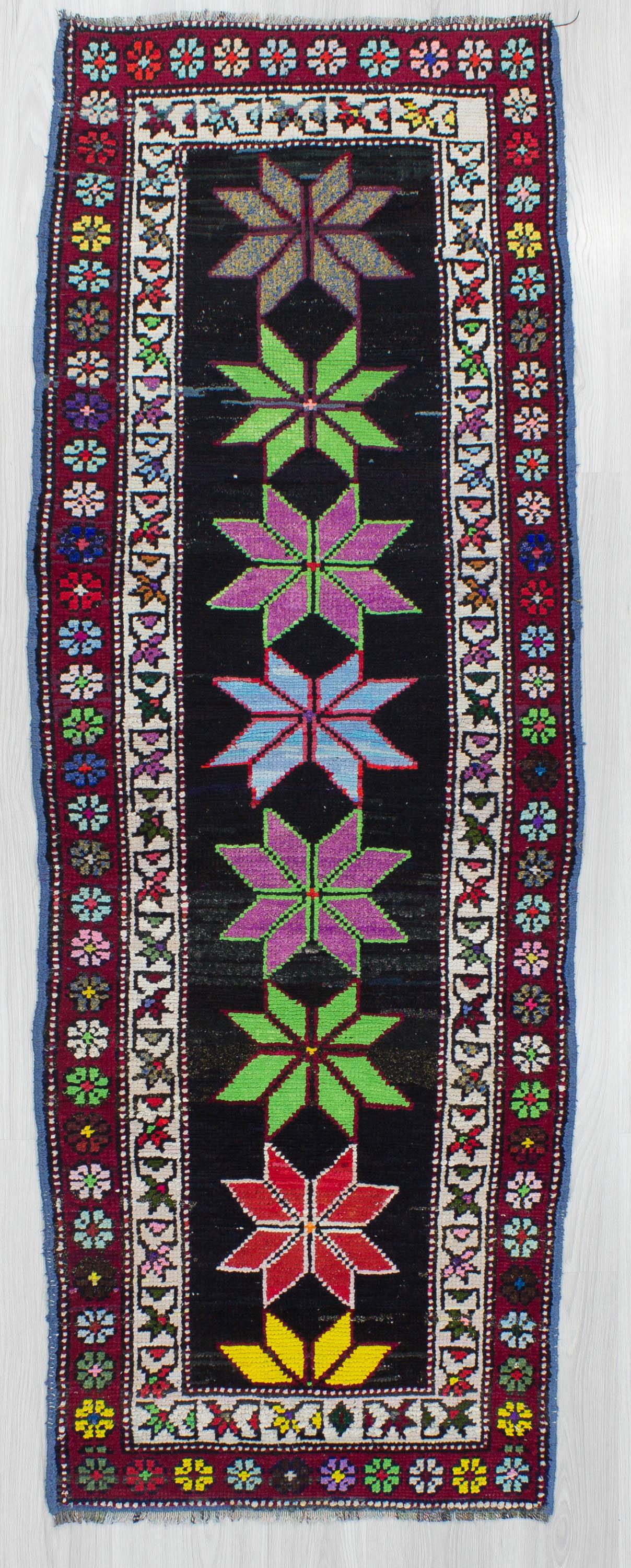 Vintage Decorative Turkish Runner Rug