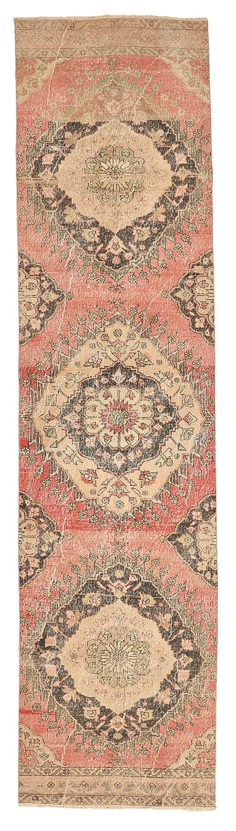 Vintage Decorative Turkish Runner Rug - 3`1'' x 12`5''