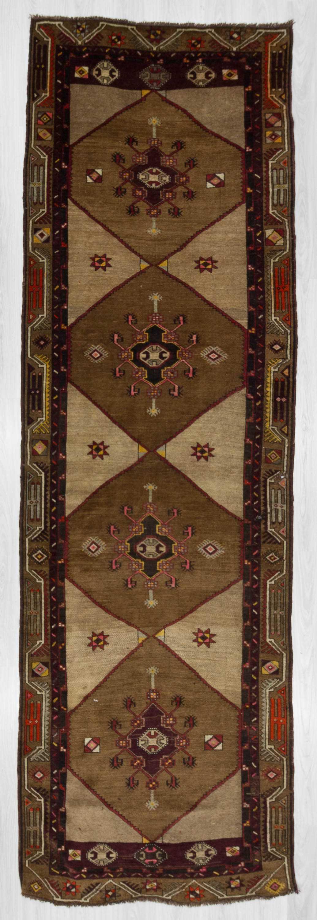 Vintage decorative Turkish runner rug
