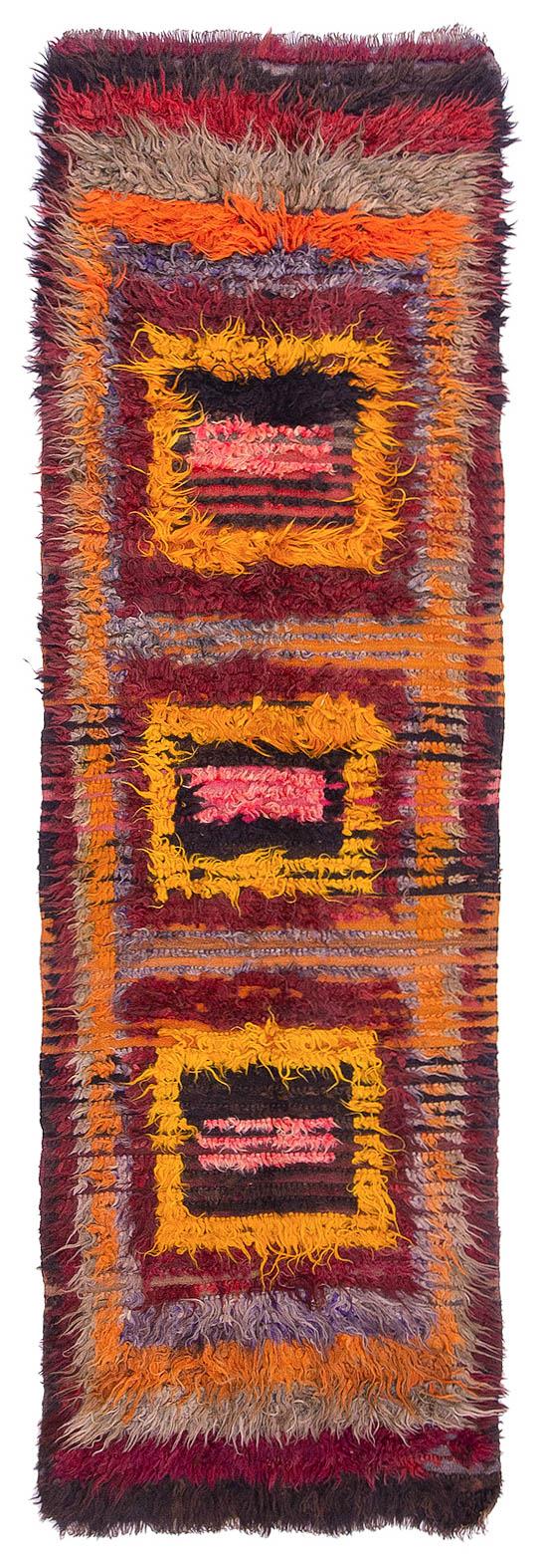 Vintage Decorative Turkish Tulu Rug - 3`6'' x 11`4''