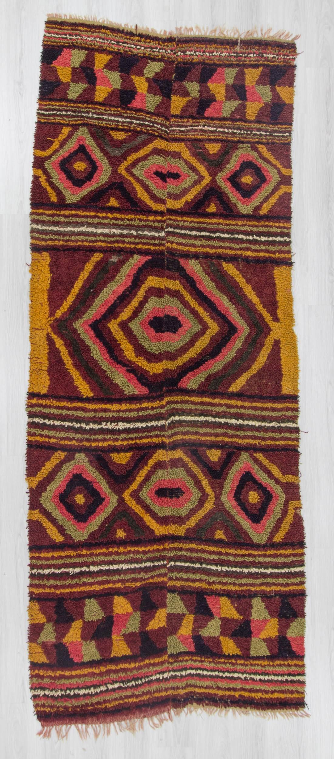 Vintage decorative Turkish tulu rug