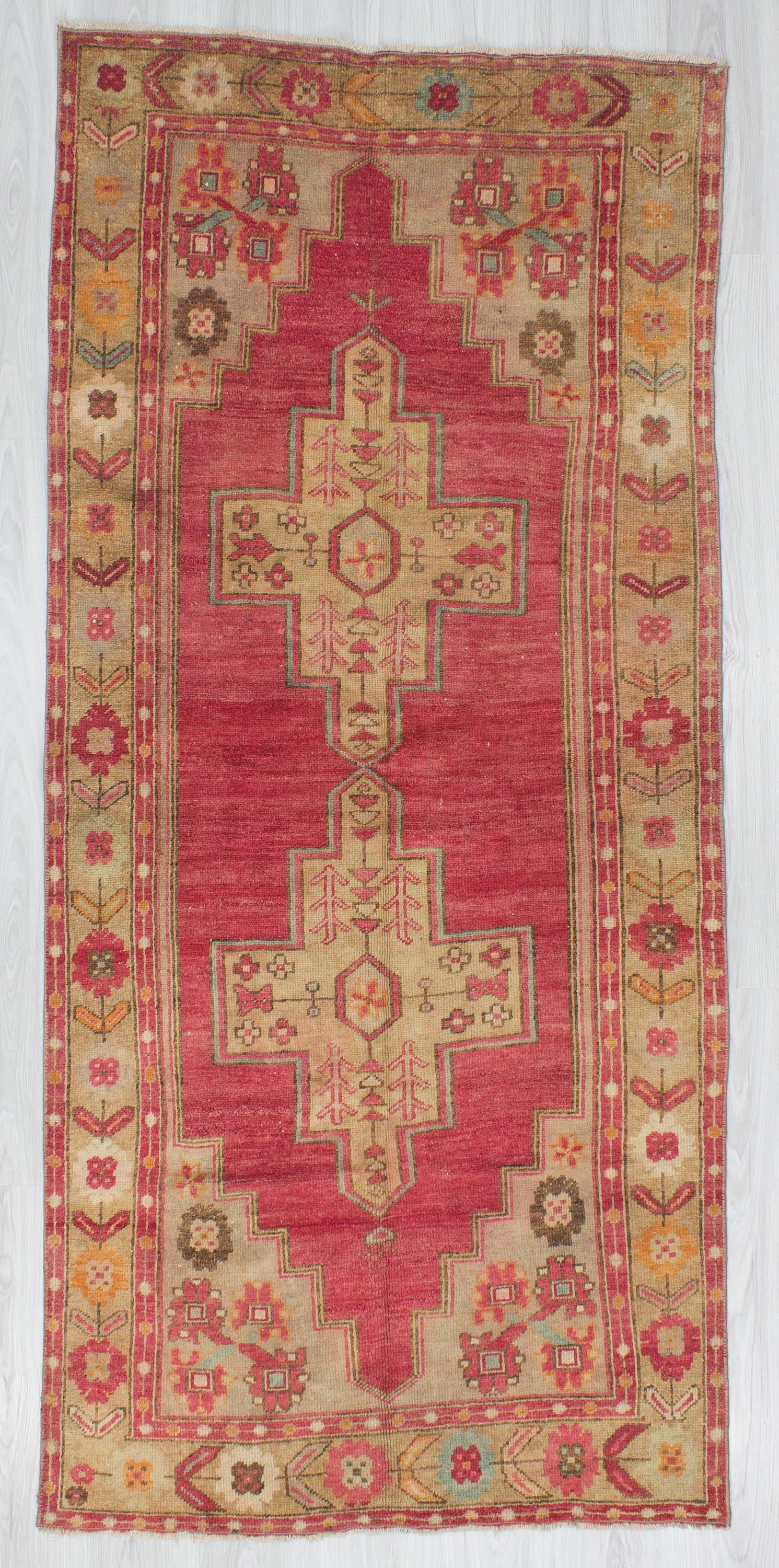 Vintage Decorative Turkish Wool Rug