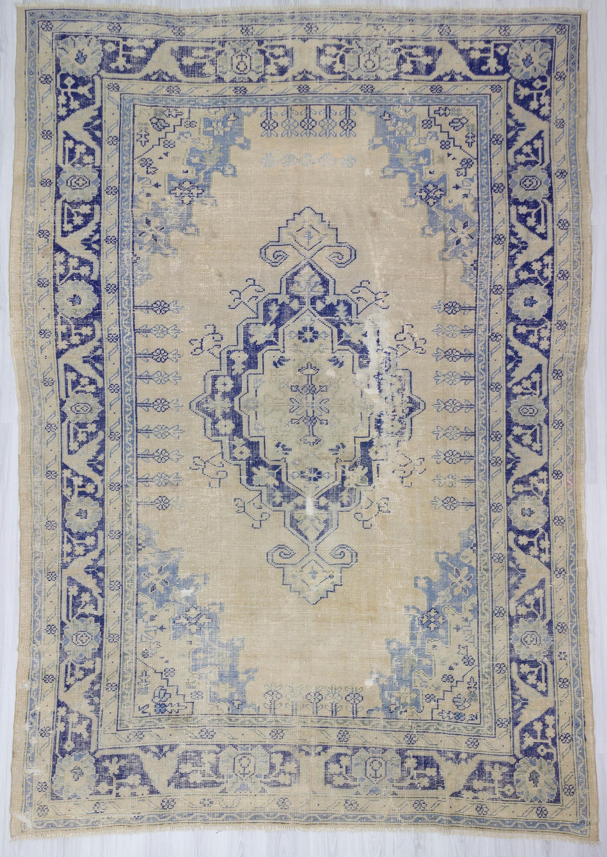Vintage Distresed Oushak Rug