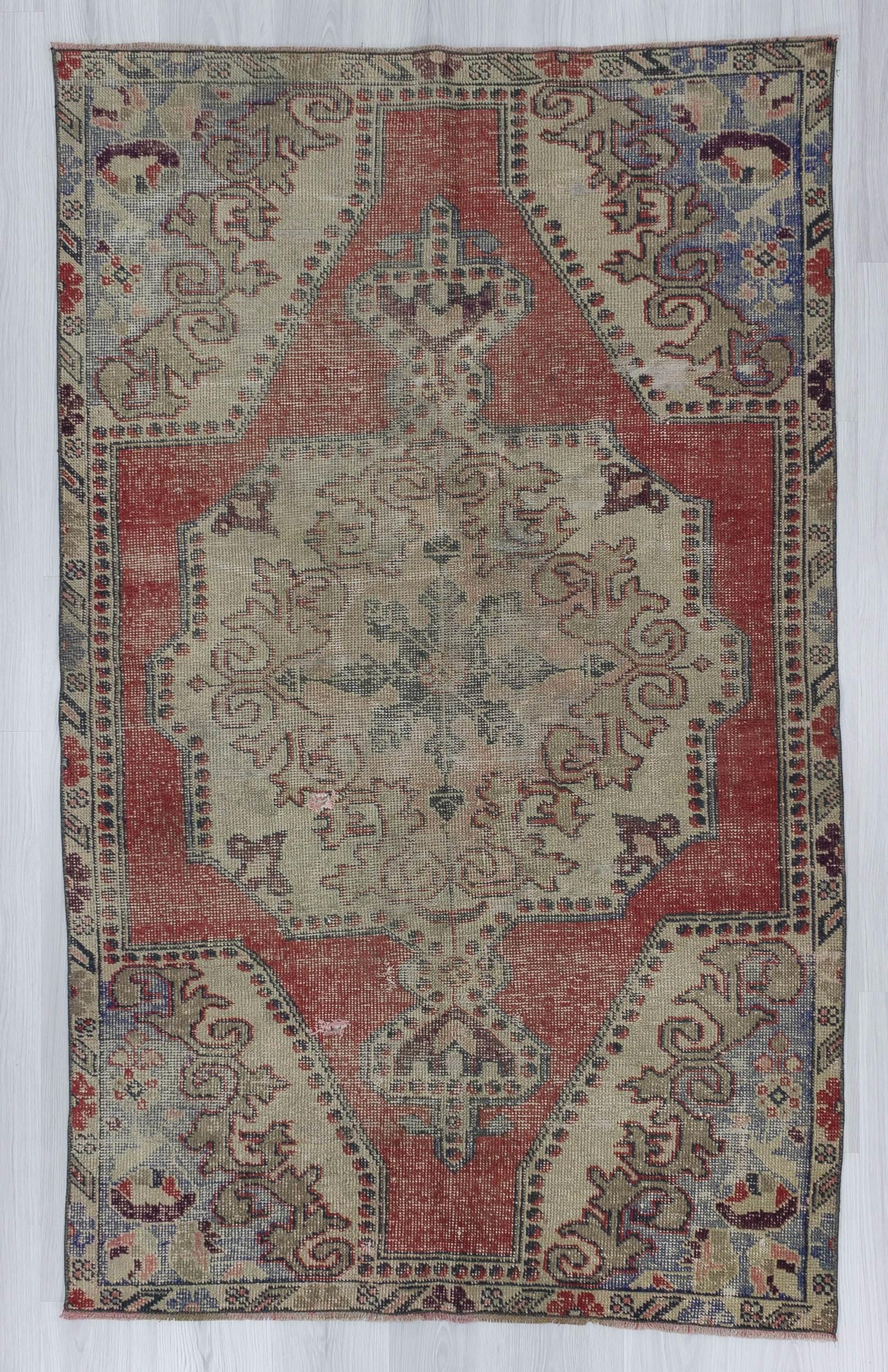 Vintage distressed Turkish area rug