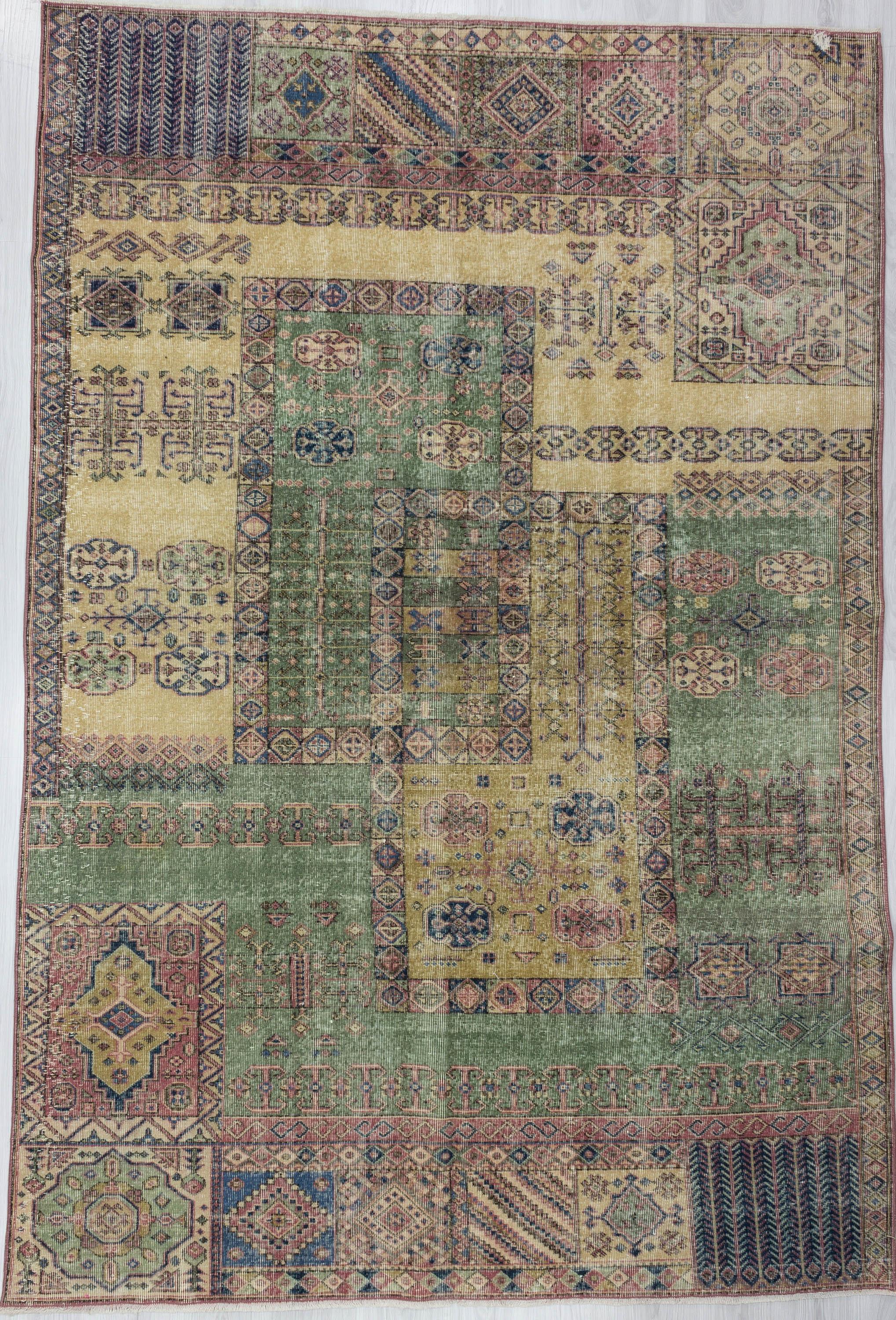 Vintage Distressed Turkish Deco Rug