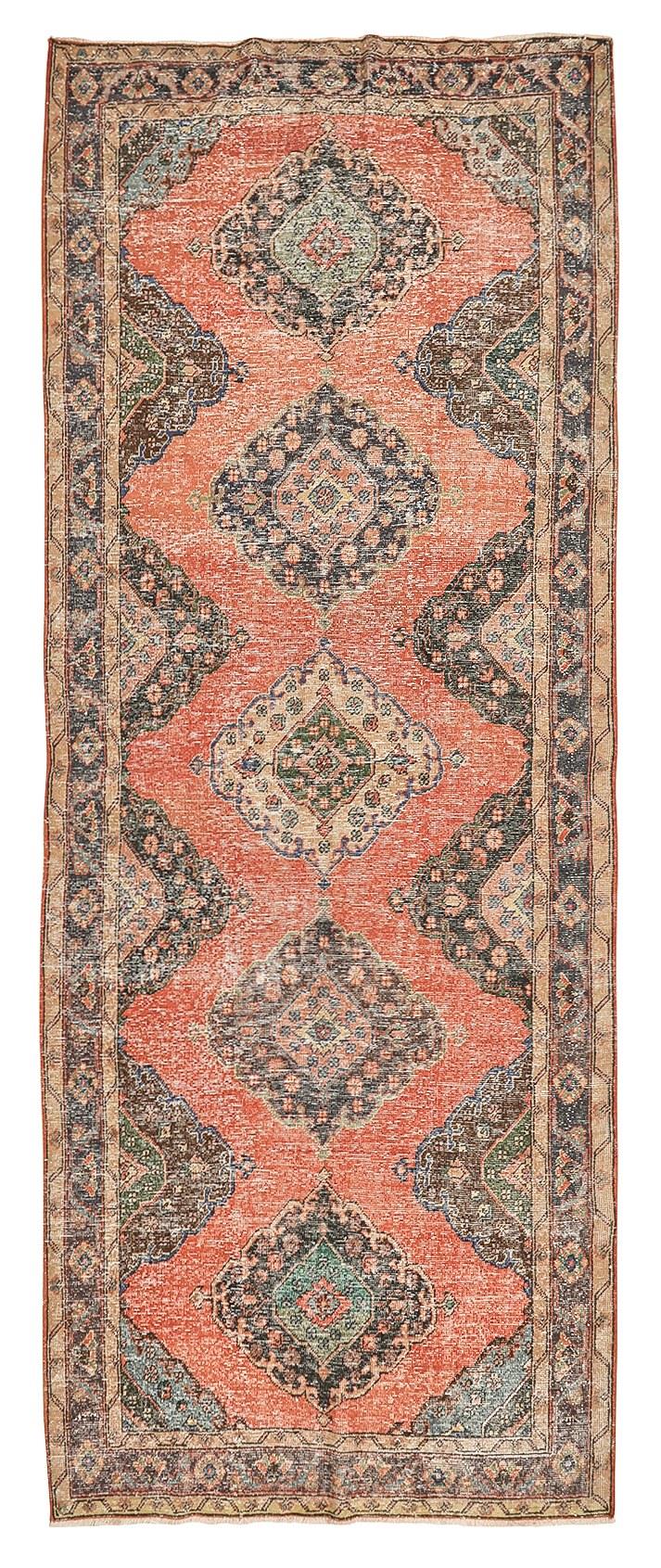 Vintage Distressed Turkish Konya Rug - 4`9'' x 12`8''