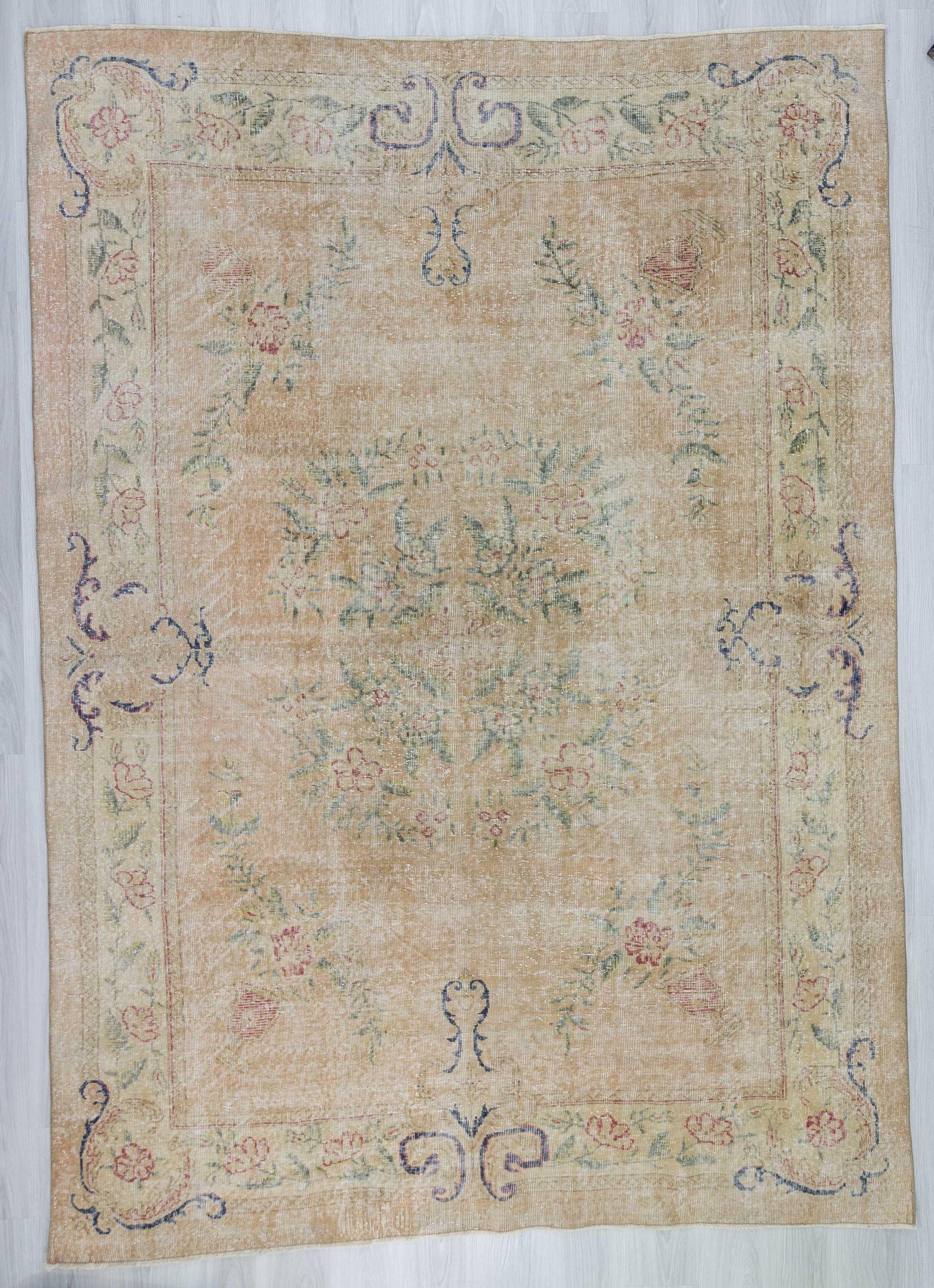 Vintage distressed Turkish rug