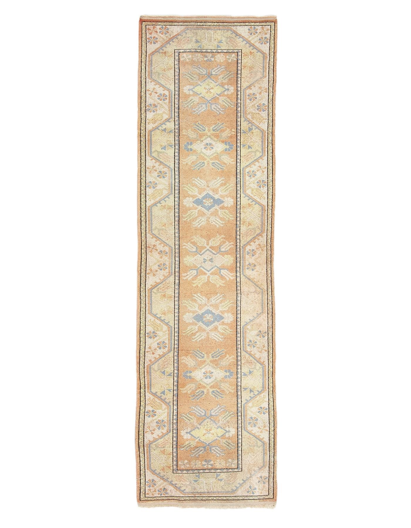 Vintage Faded Turkish Milas Rug - 2`7'' x 9`4''