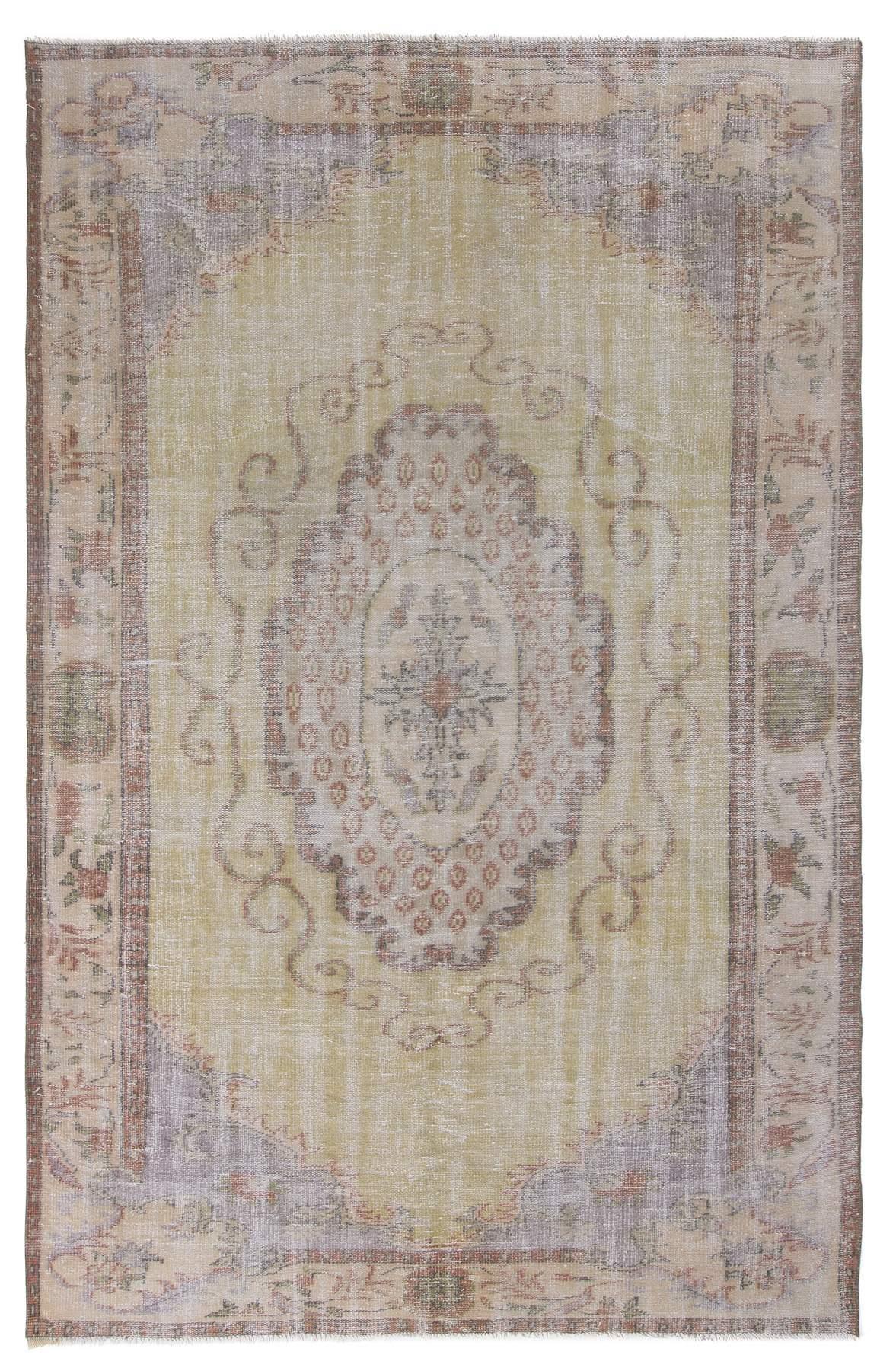 Vintage Faded Turkish Oushak Rug