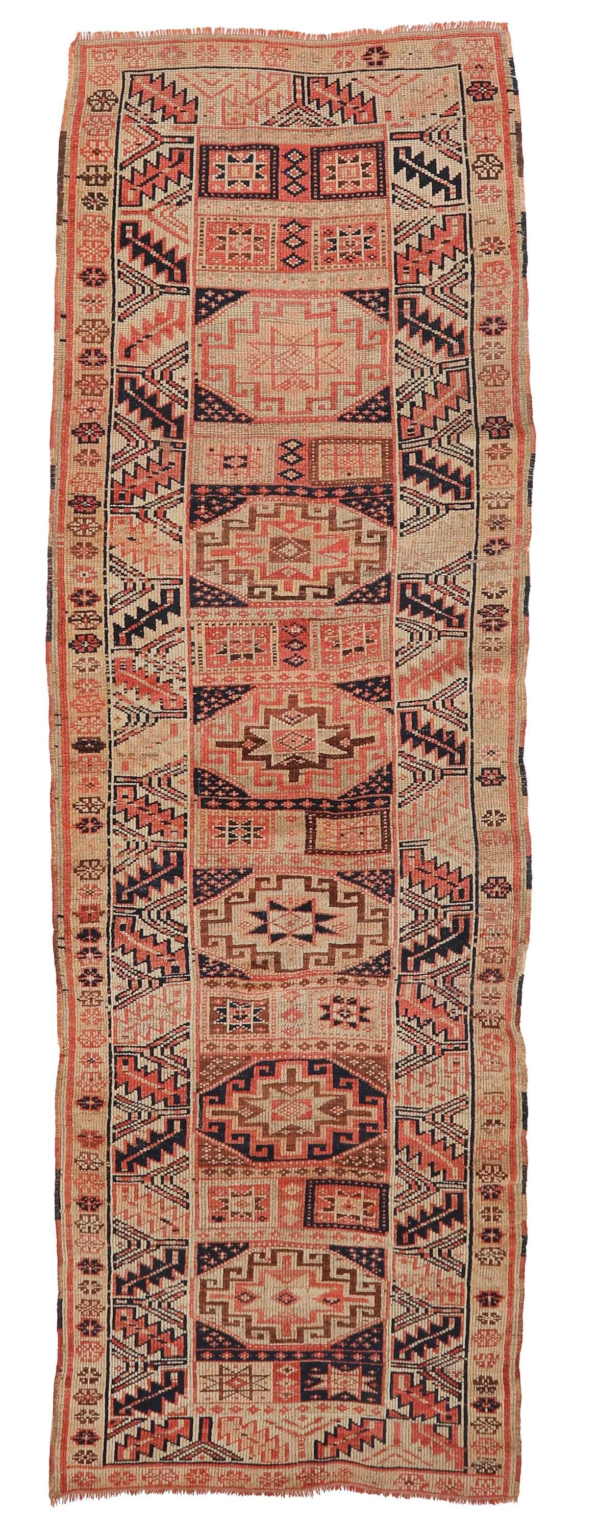 Vintage Faded Turkish Runner Rug - 3`3'' x 10`4''