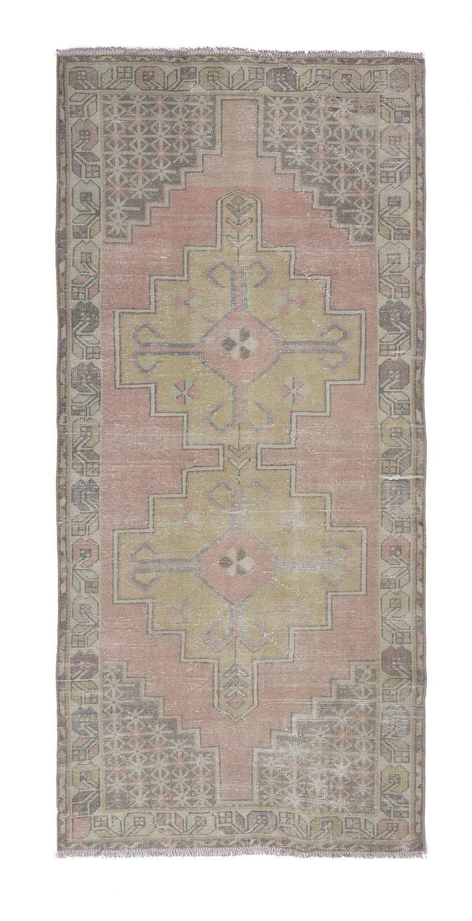 Vintage Faded Turkish Wool Rug