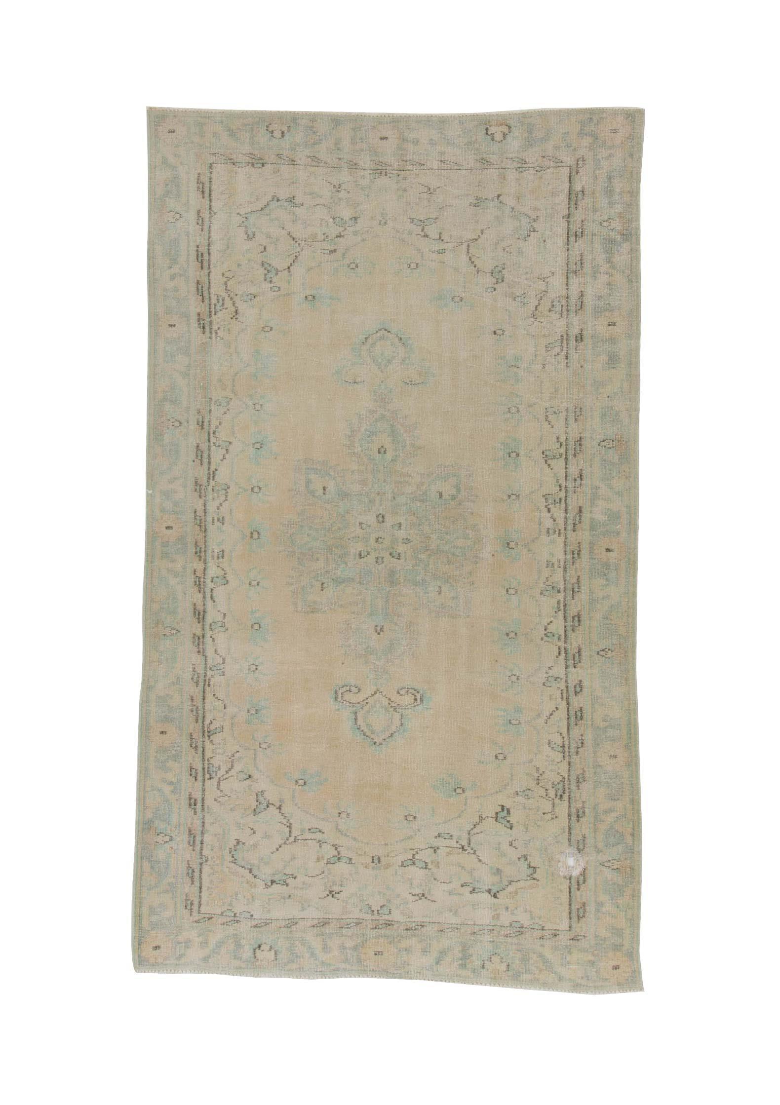Vintage Faded Washed Out Turkish Area Rug