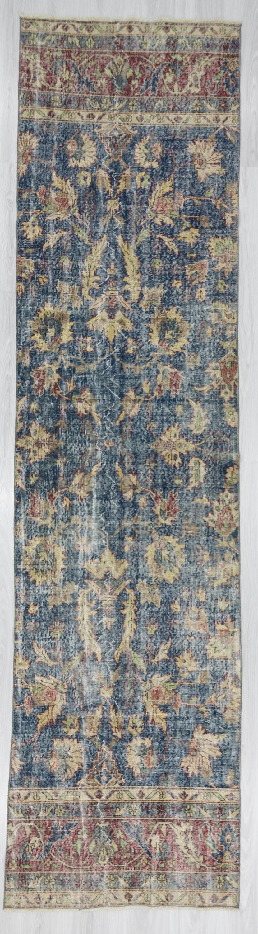 Vintage Floral, Traditional Blue Oushak Rug