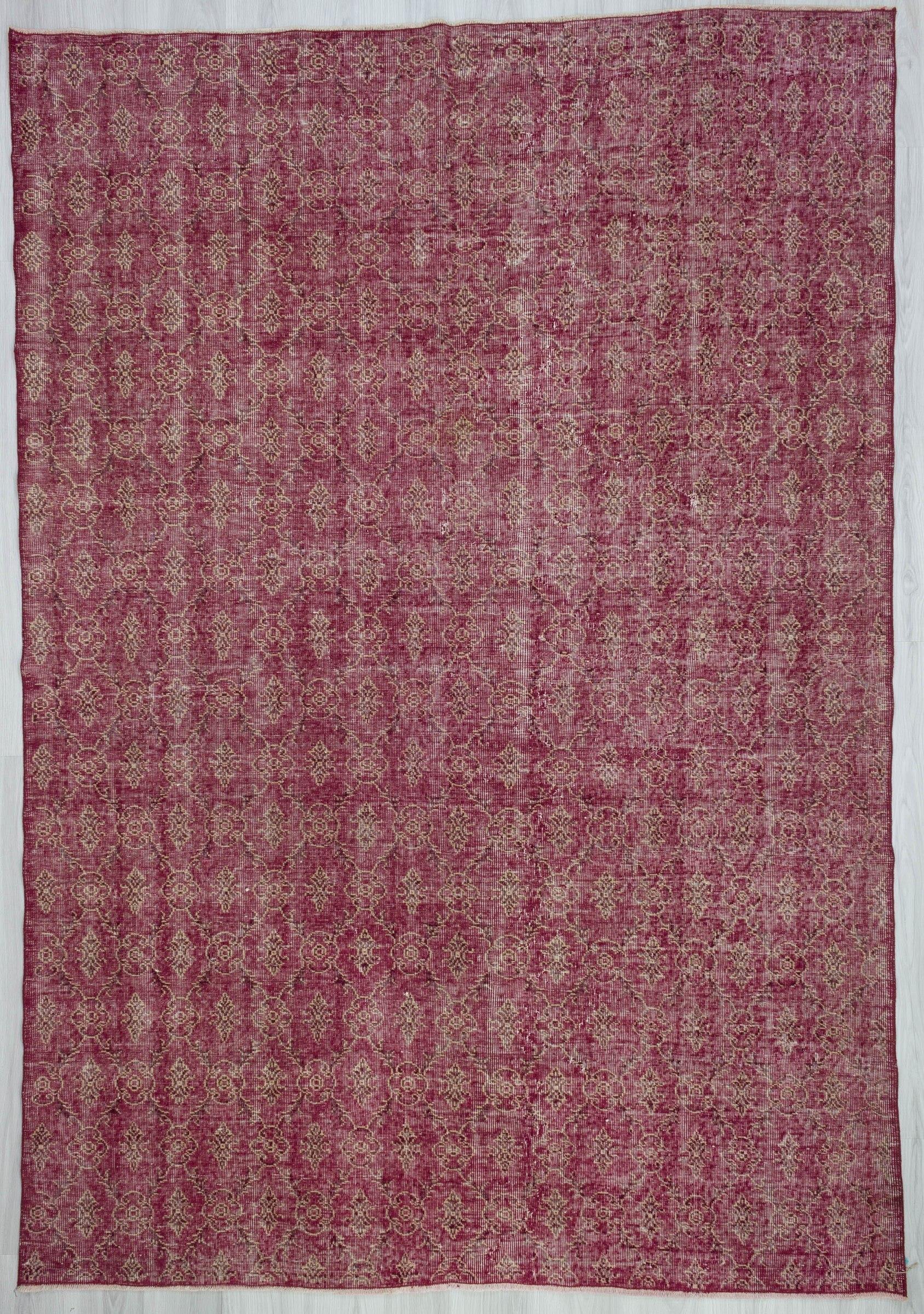 Vintage floral Turkish deco rug