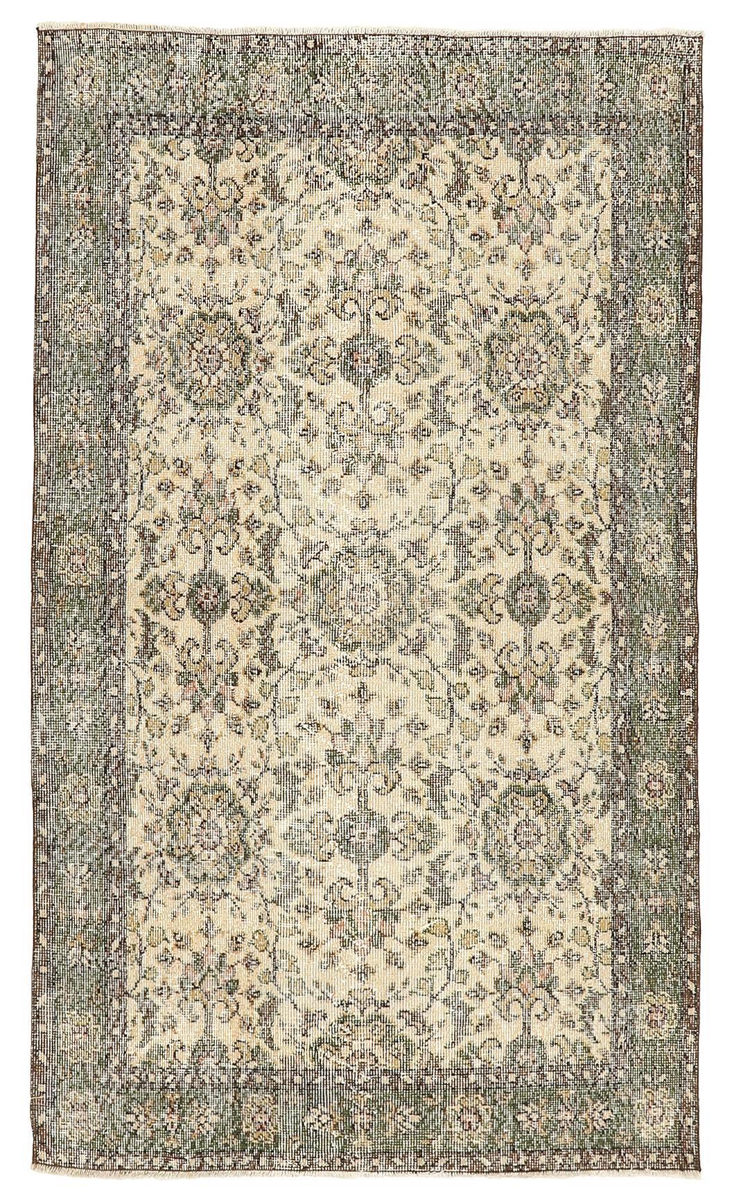 Vintage Floral Turkish Oushak Rug - 4`0'' x 6`11''