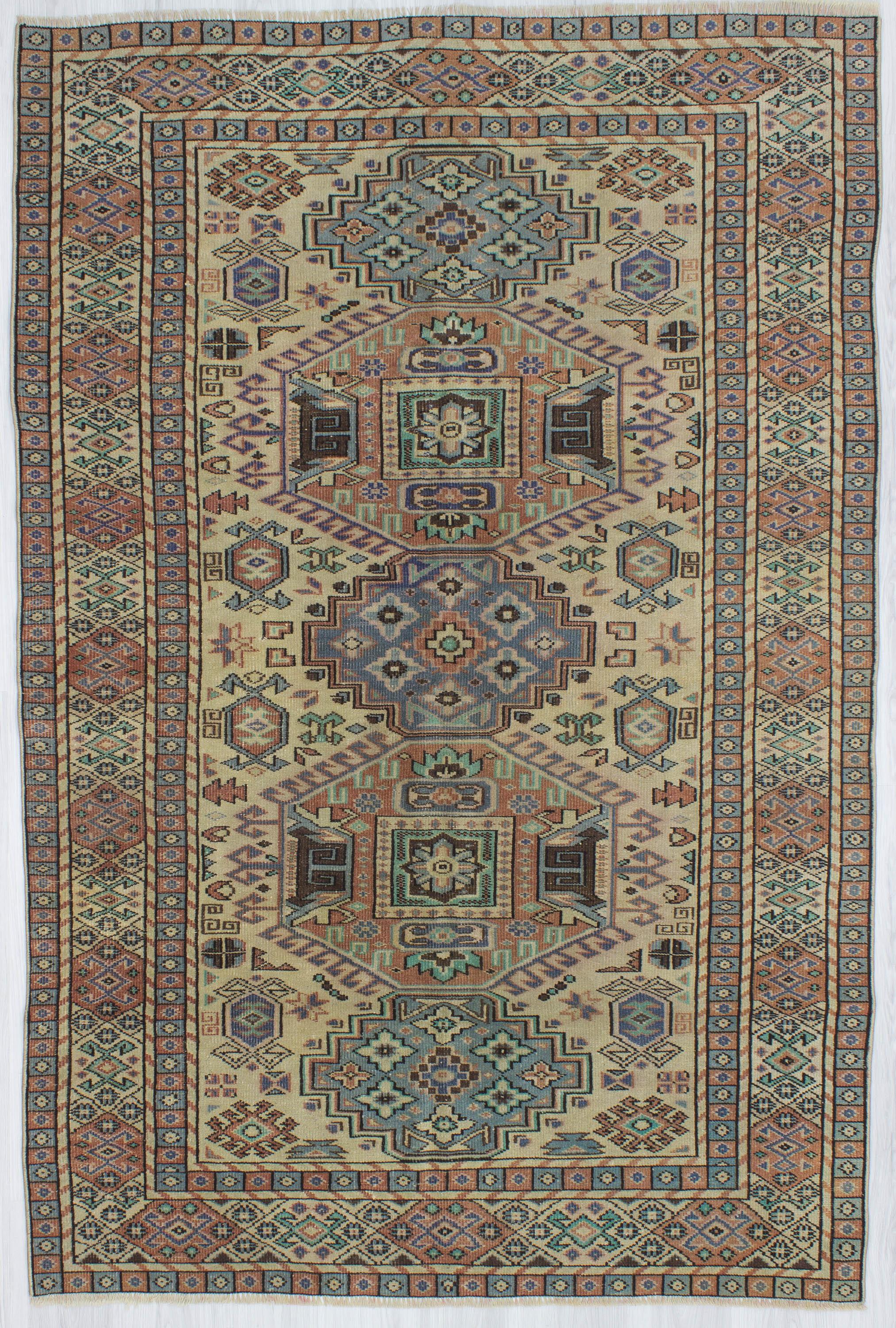 Vintage Geometric Turkish Anatolian Rug