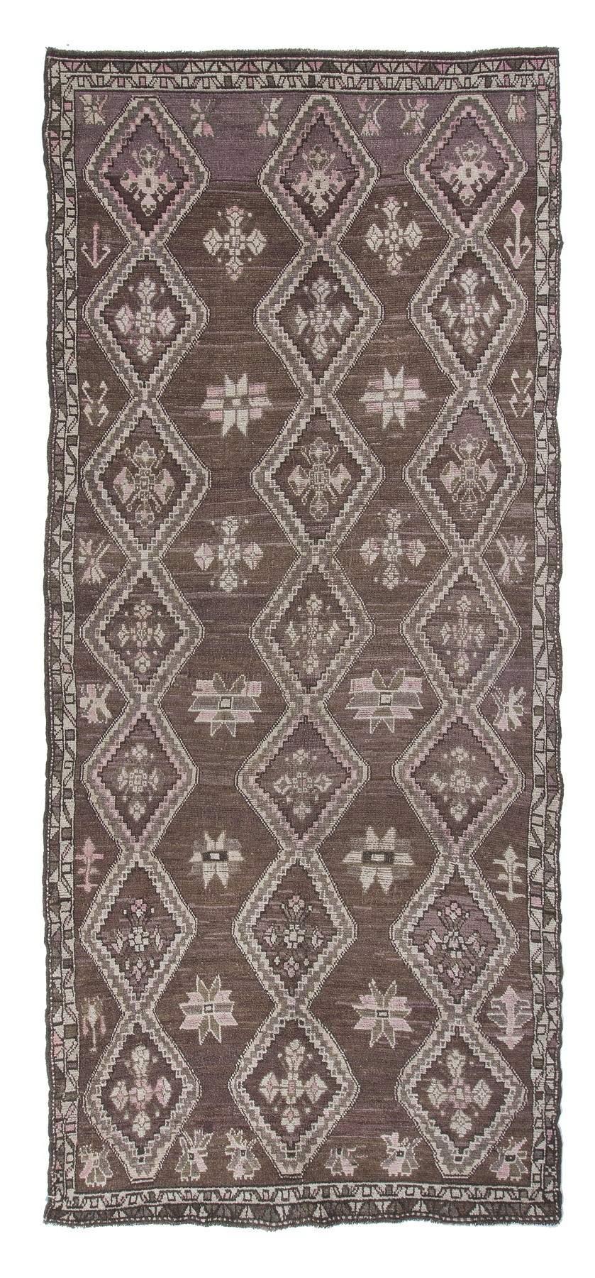 Vintage Geometric Turkish Kars Wool Rug