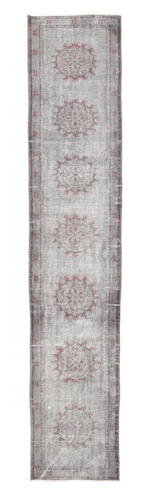 Vintage Gray Turkish Runner Rug - 2`3'' x 11`6''
