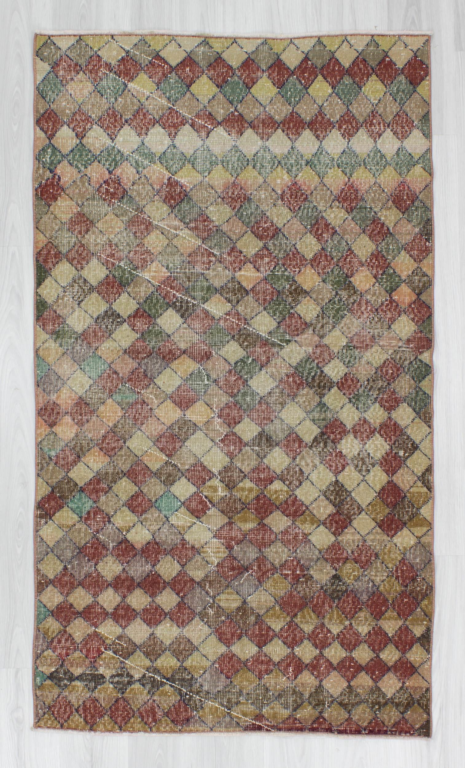 Vintage hand-knotted decorative modern Turkish art deco rug