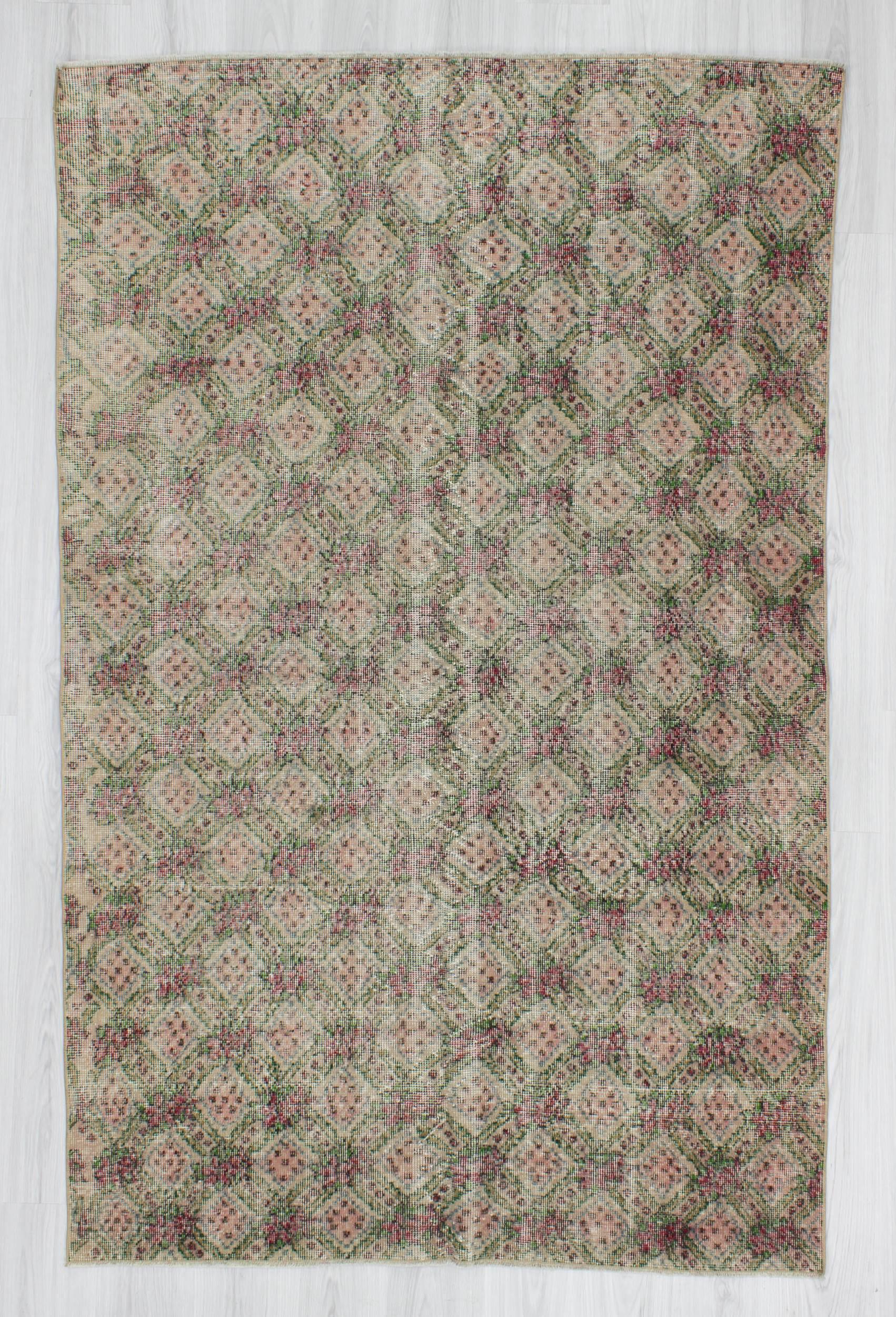 Vintage Hand-knotted decorative Turkish art deco rug