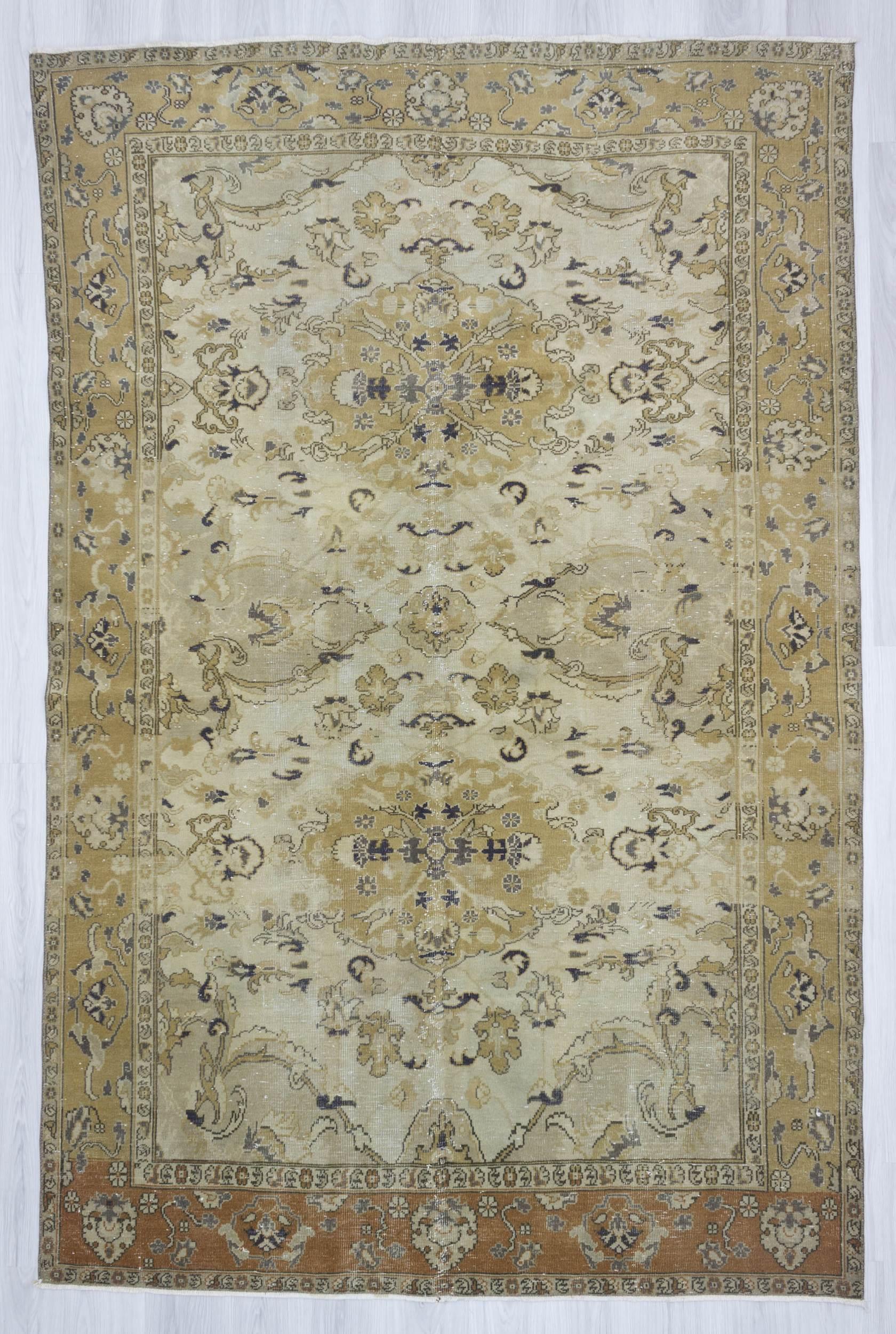 Vintage hand knotted decorative Turkish area rug