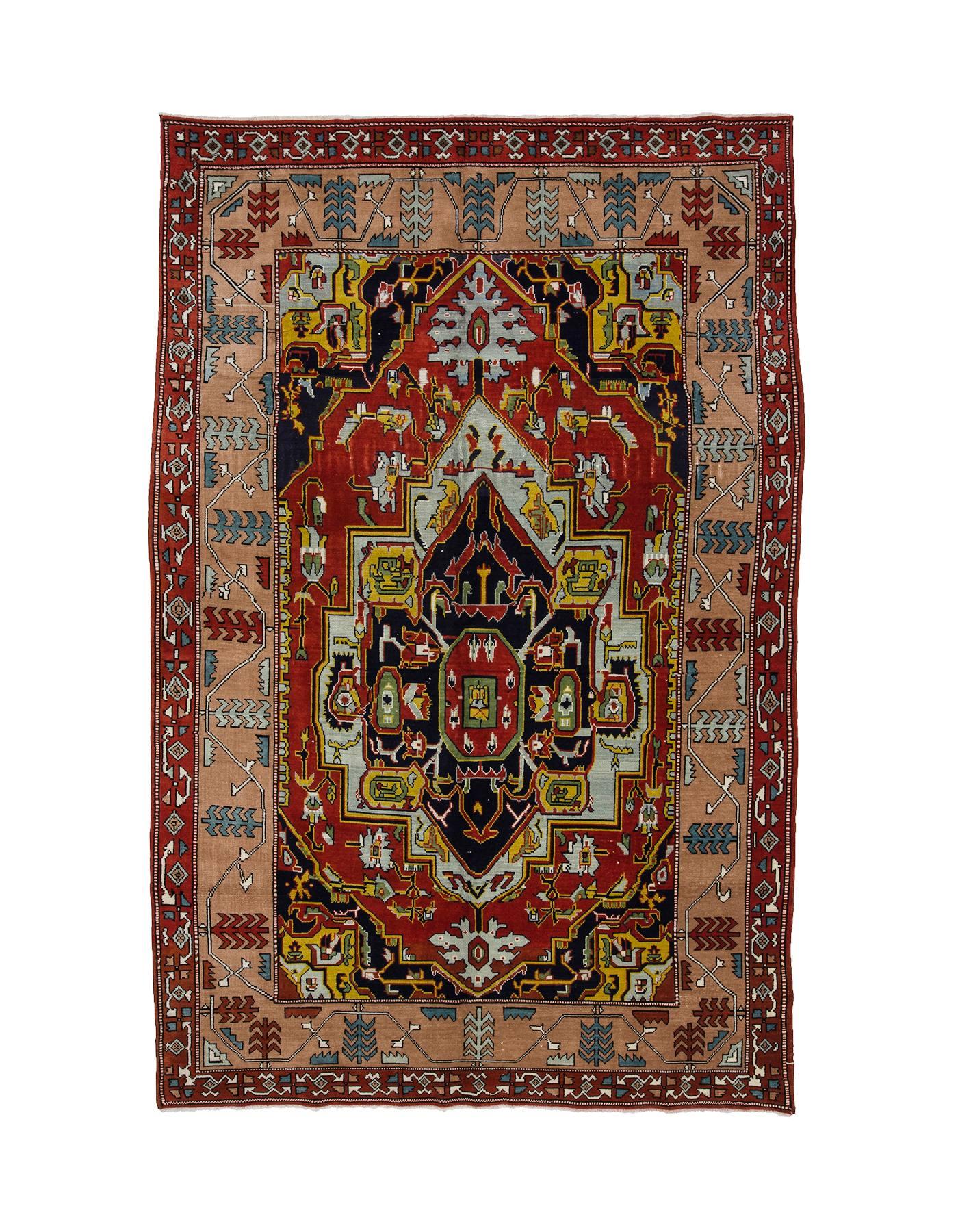 Vintage Hand Knotted Turkish Konya Rug - 6`8'' x 10`2''