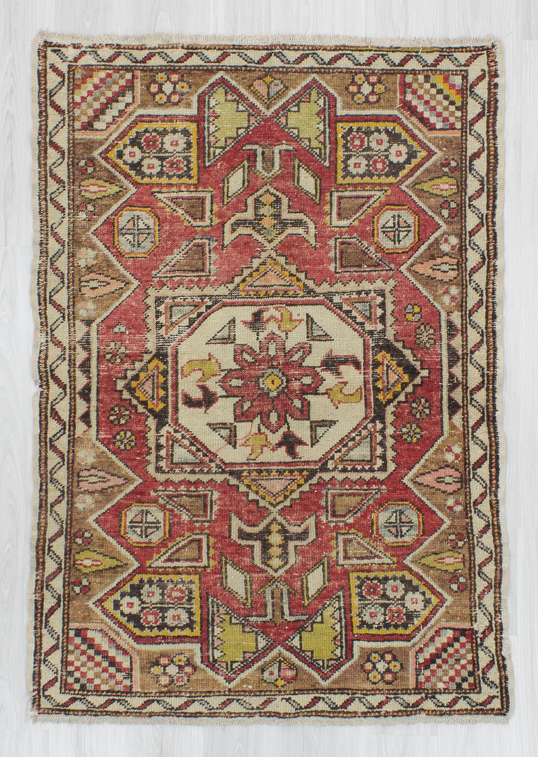 Vintage handknotted decorative Turkish Konya rug