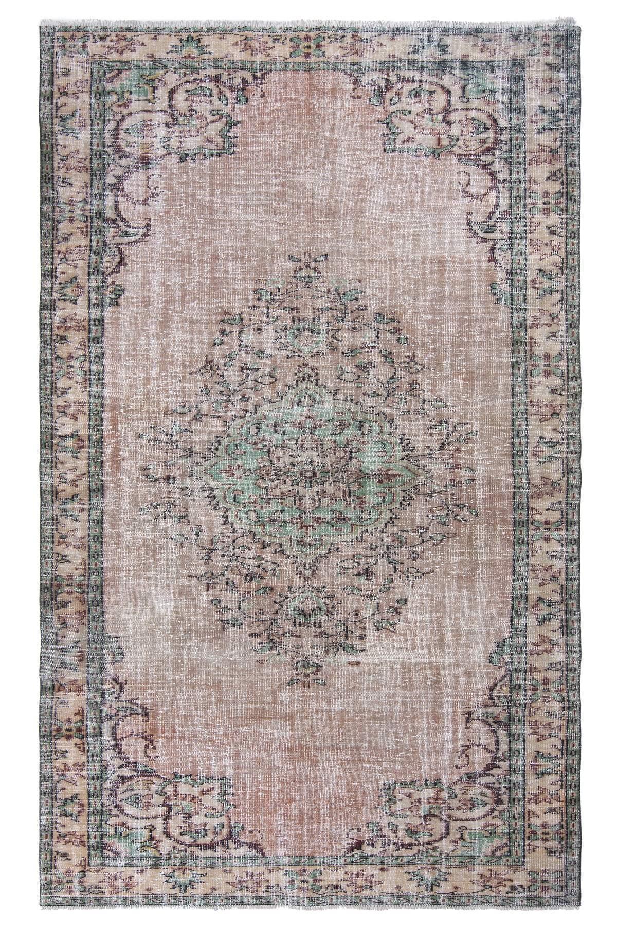 Vintage Handknotted Distressed Oushak Rug