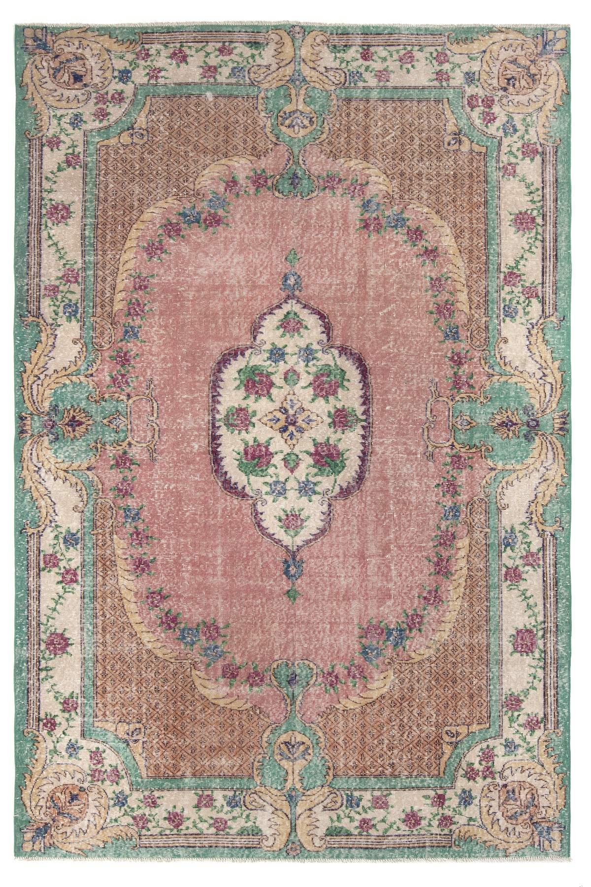 Vintage Handknotted Turkish Oushak Rug