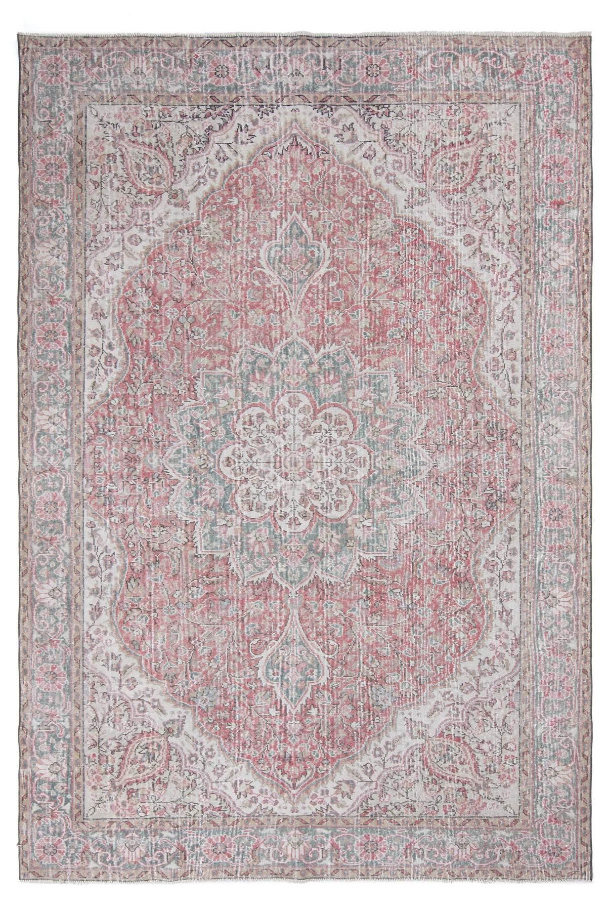 Vintage Mid-Century Floral Oushak Rug