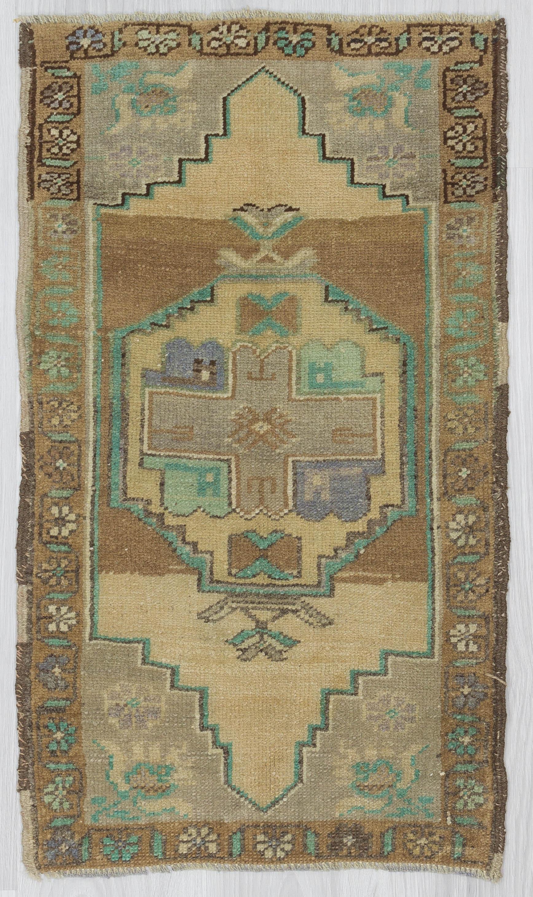 Vintage Mini Decorative Turkish Oushak Rug