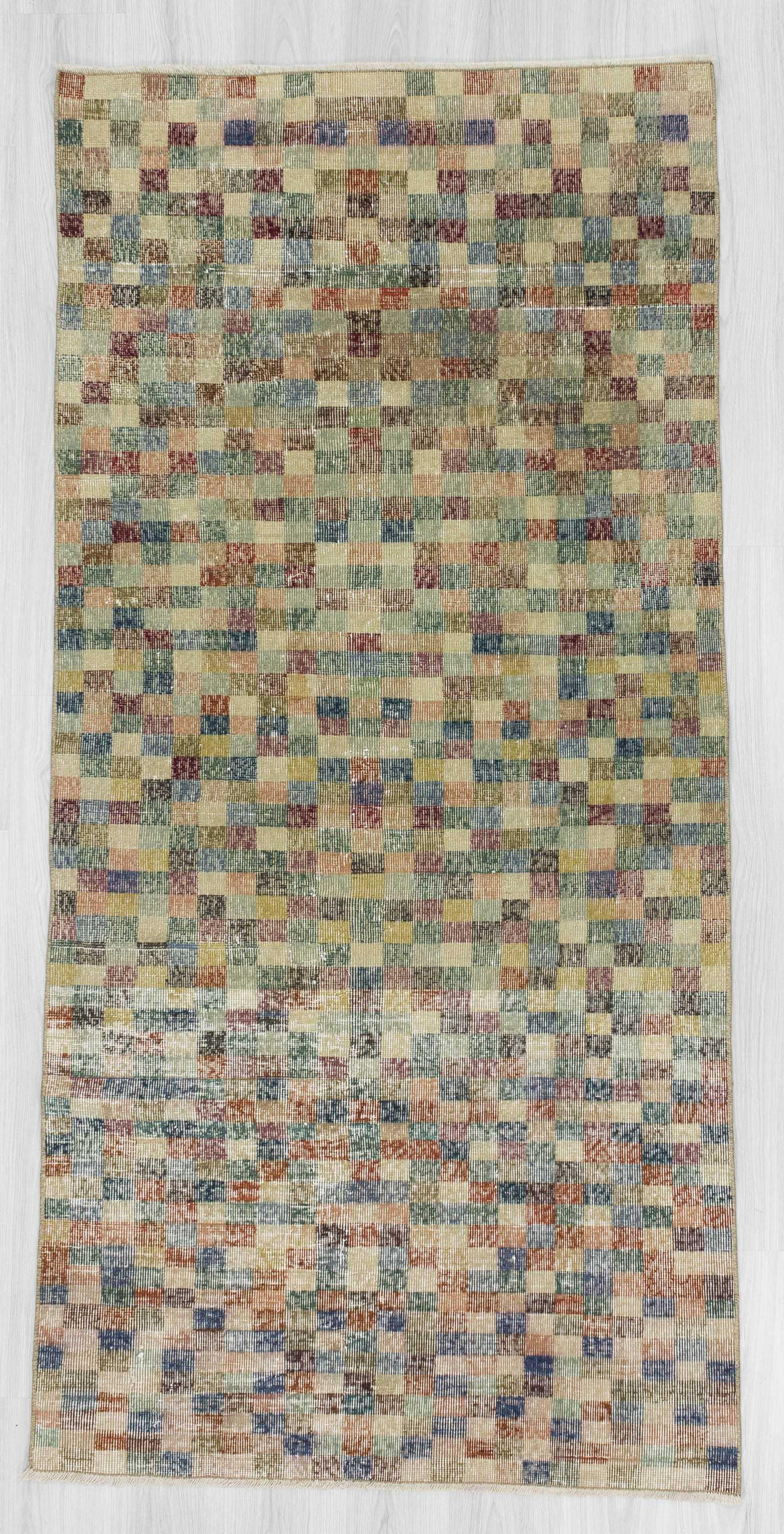 Vintage mosaic designed Turkish deco rug