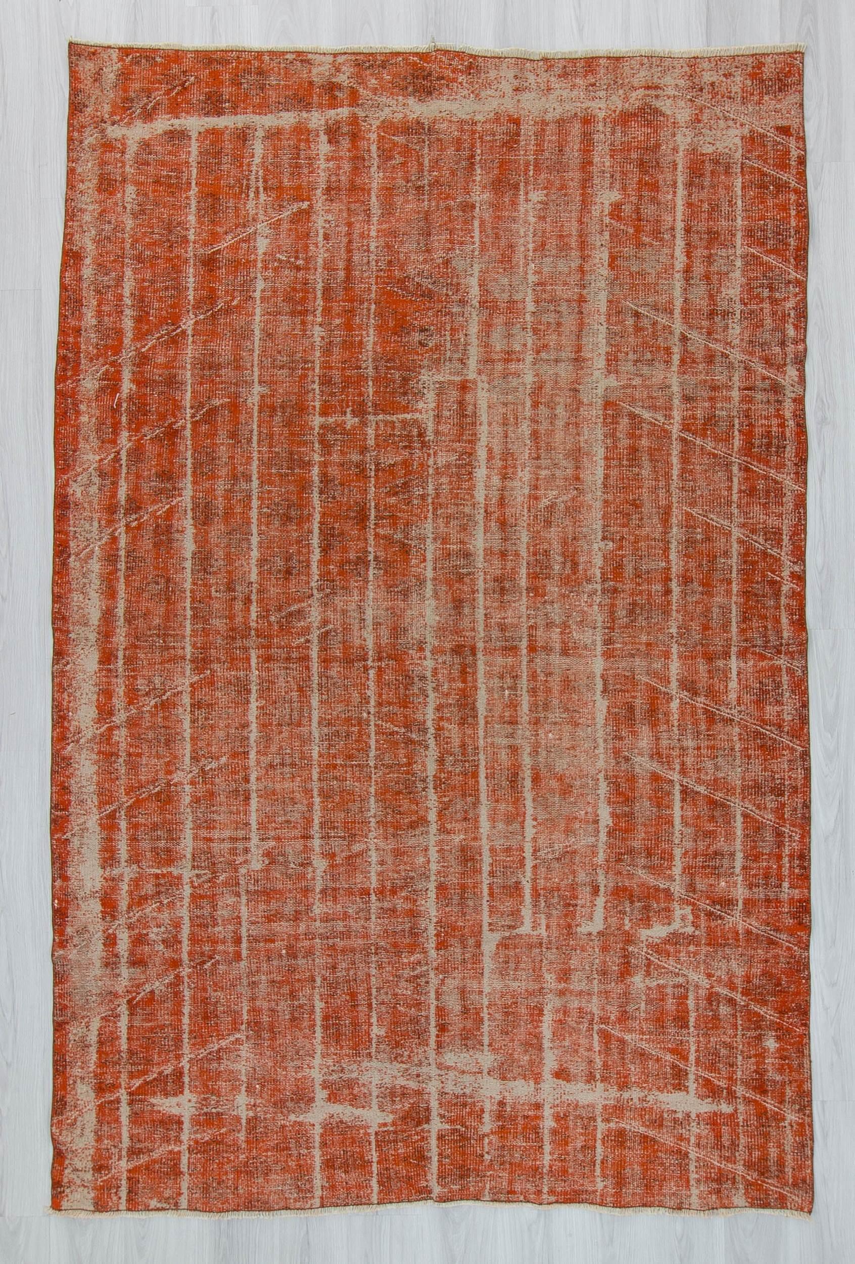 Vintage orange overdyed Turkish rug