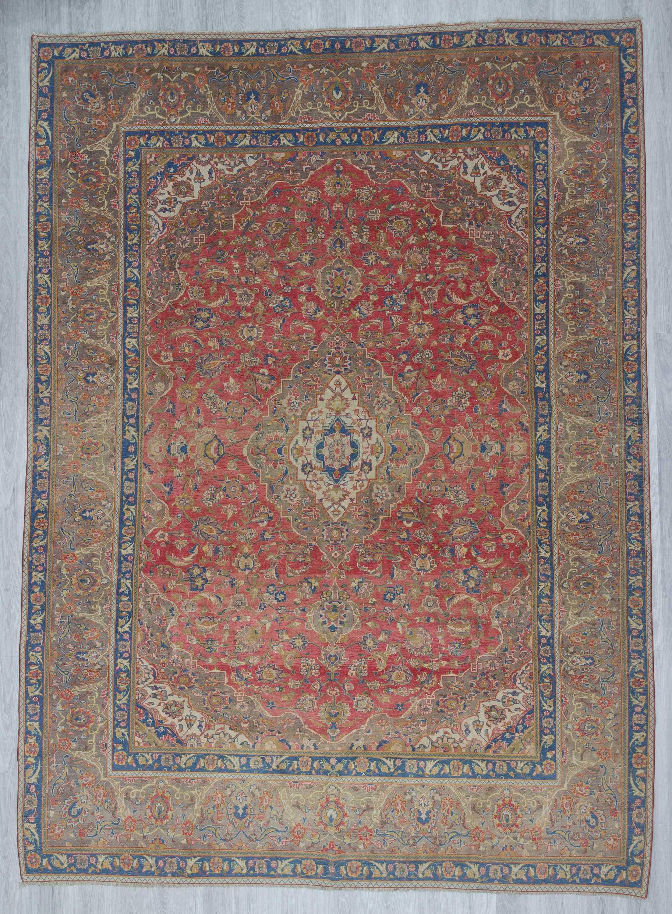 Vintage oversized medallion designed Persian Tabriz rug