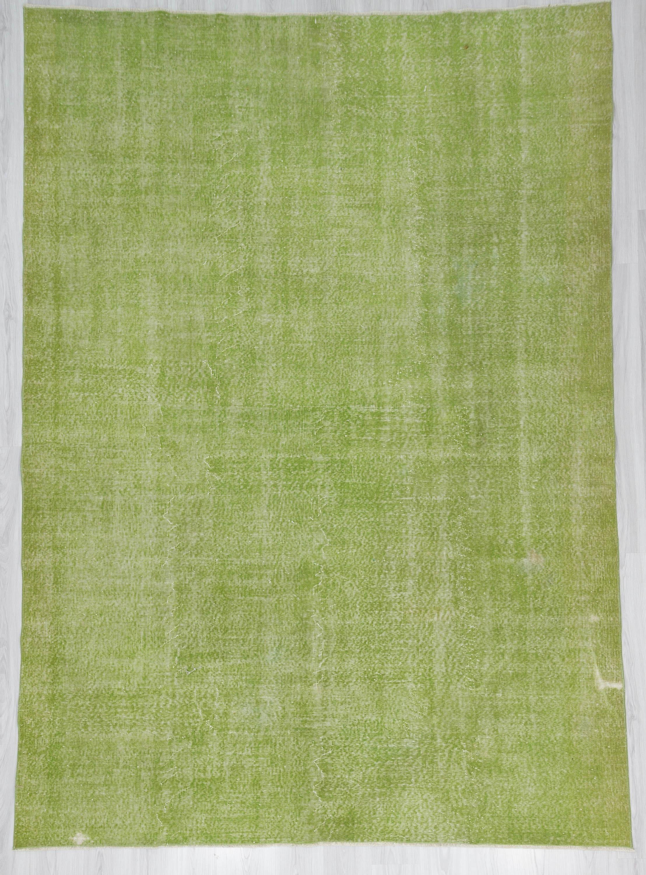Vintage Plain Green Oushak Rug