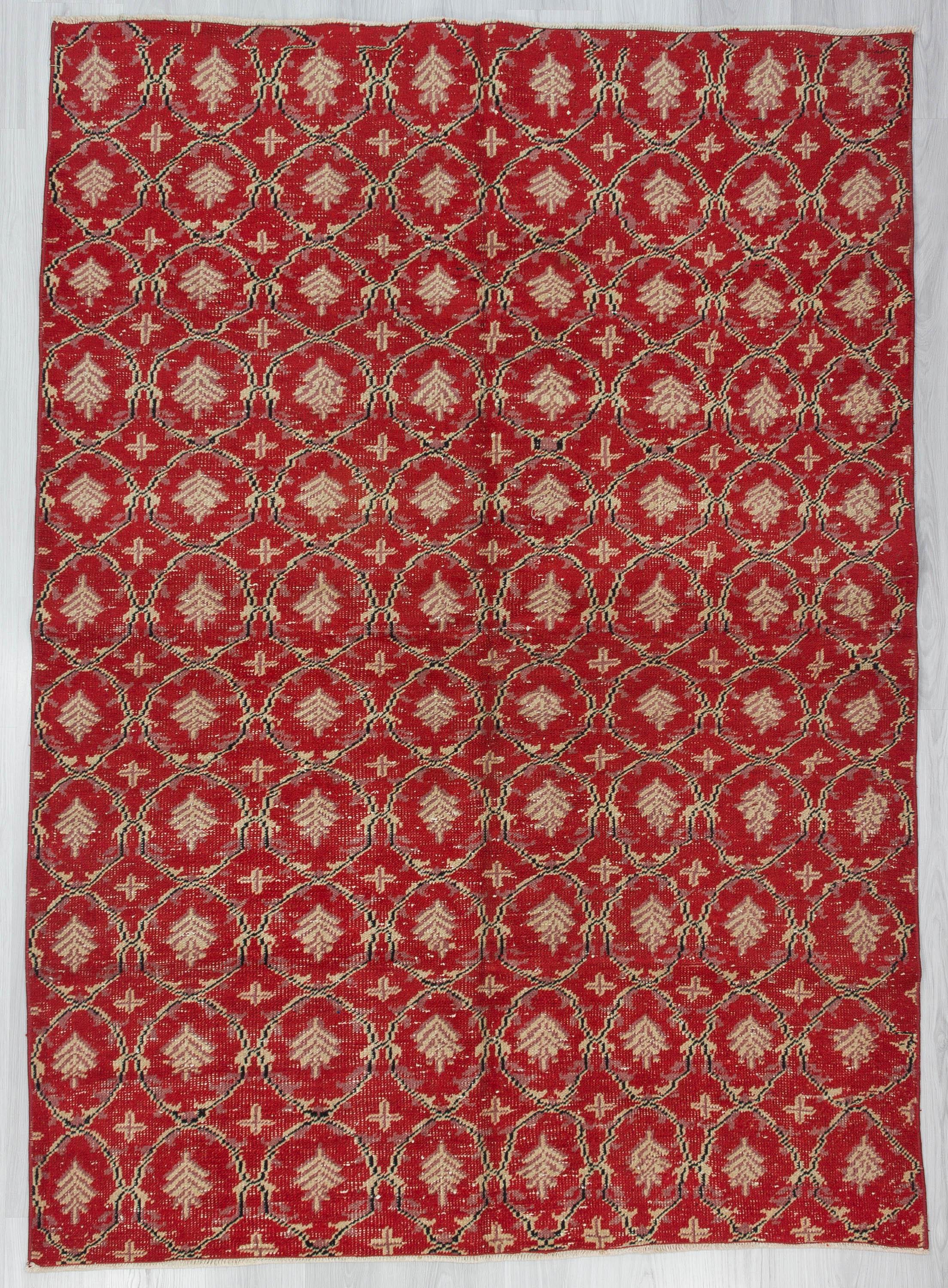 Vintage Red Decorative Turkish Carpet