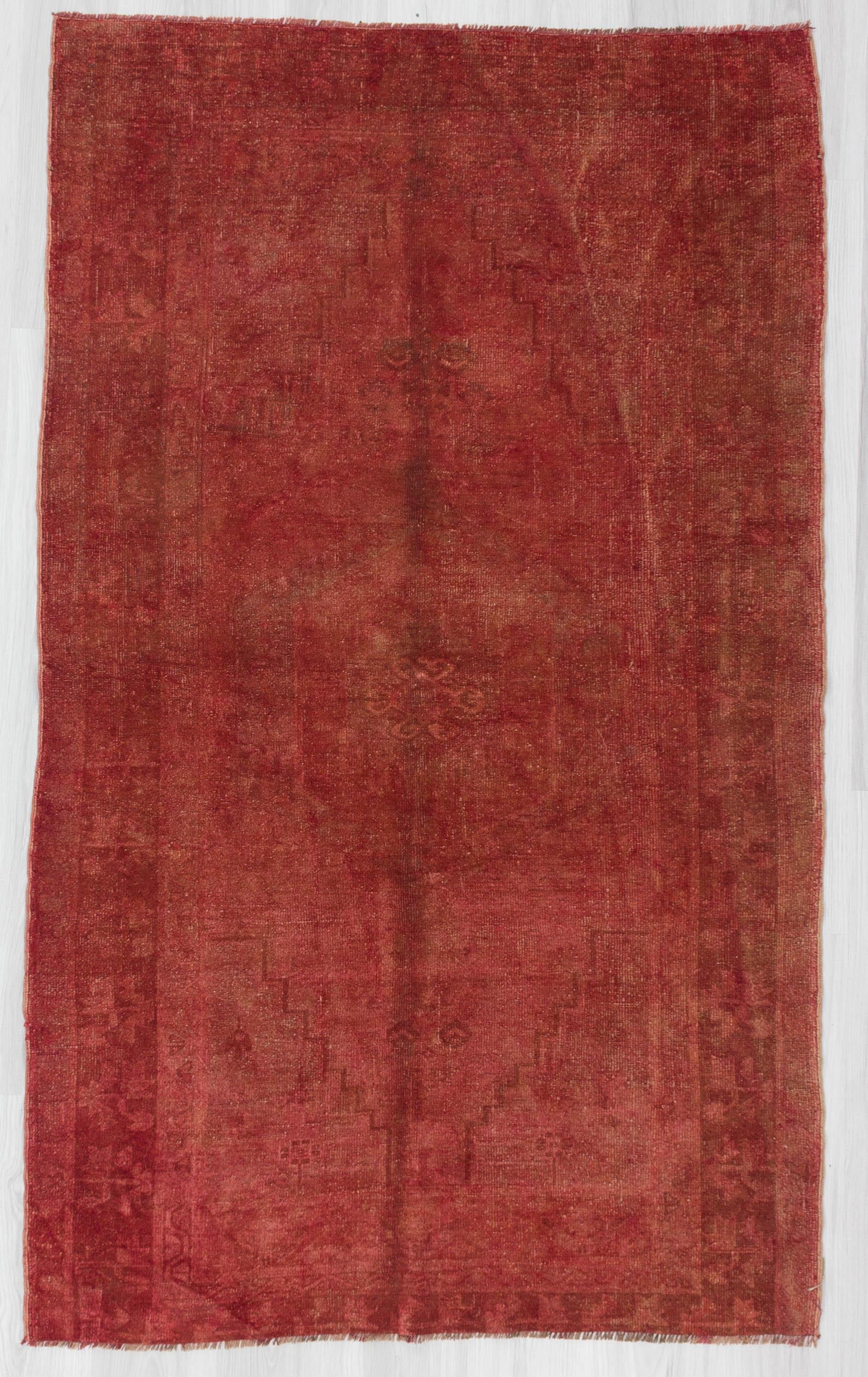 Vintage Red Overdyed Turkish Carpet