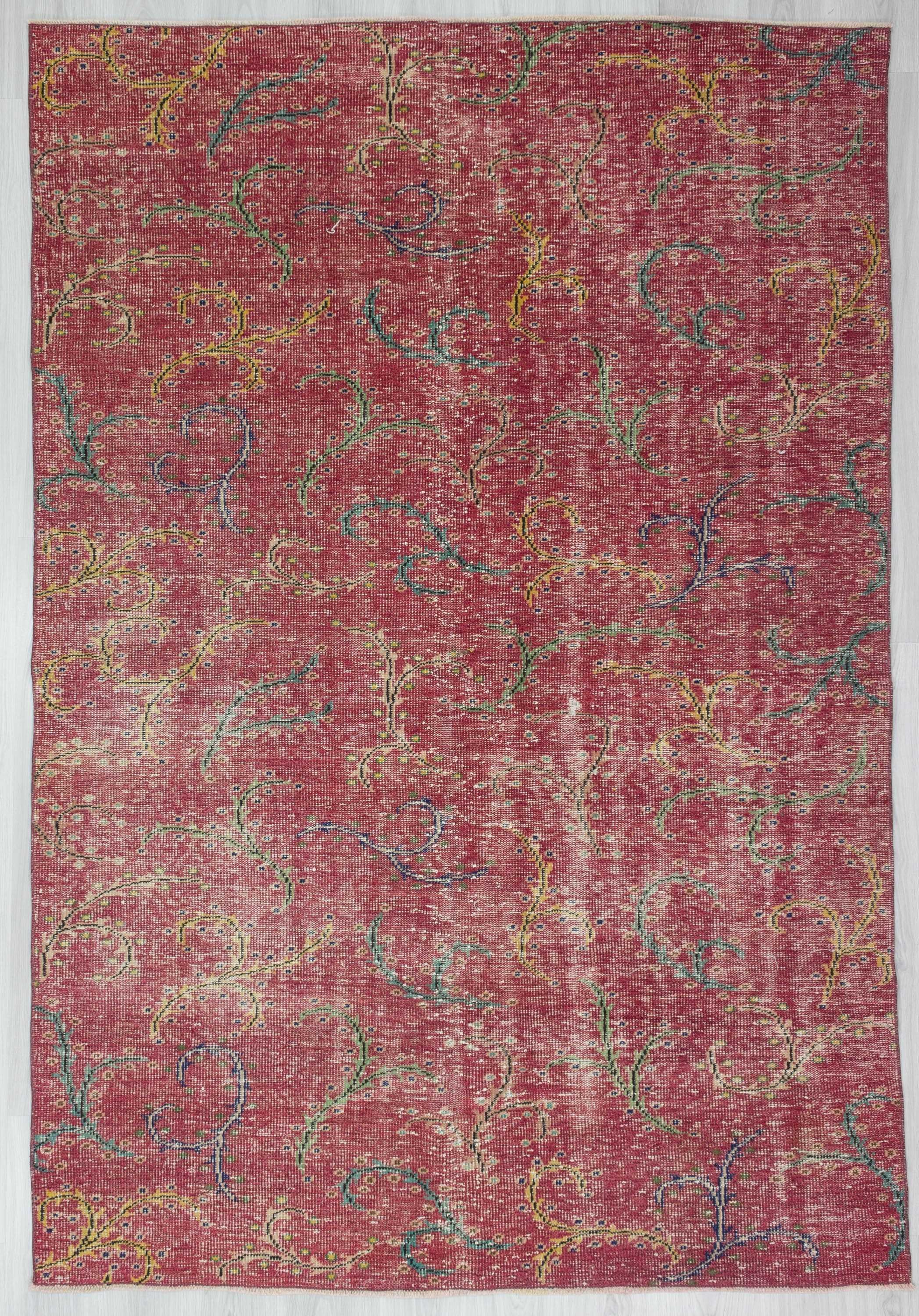 Vintage red Turkish deco rug