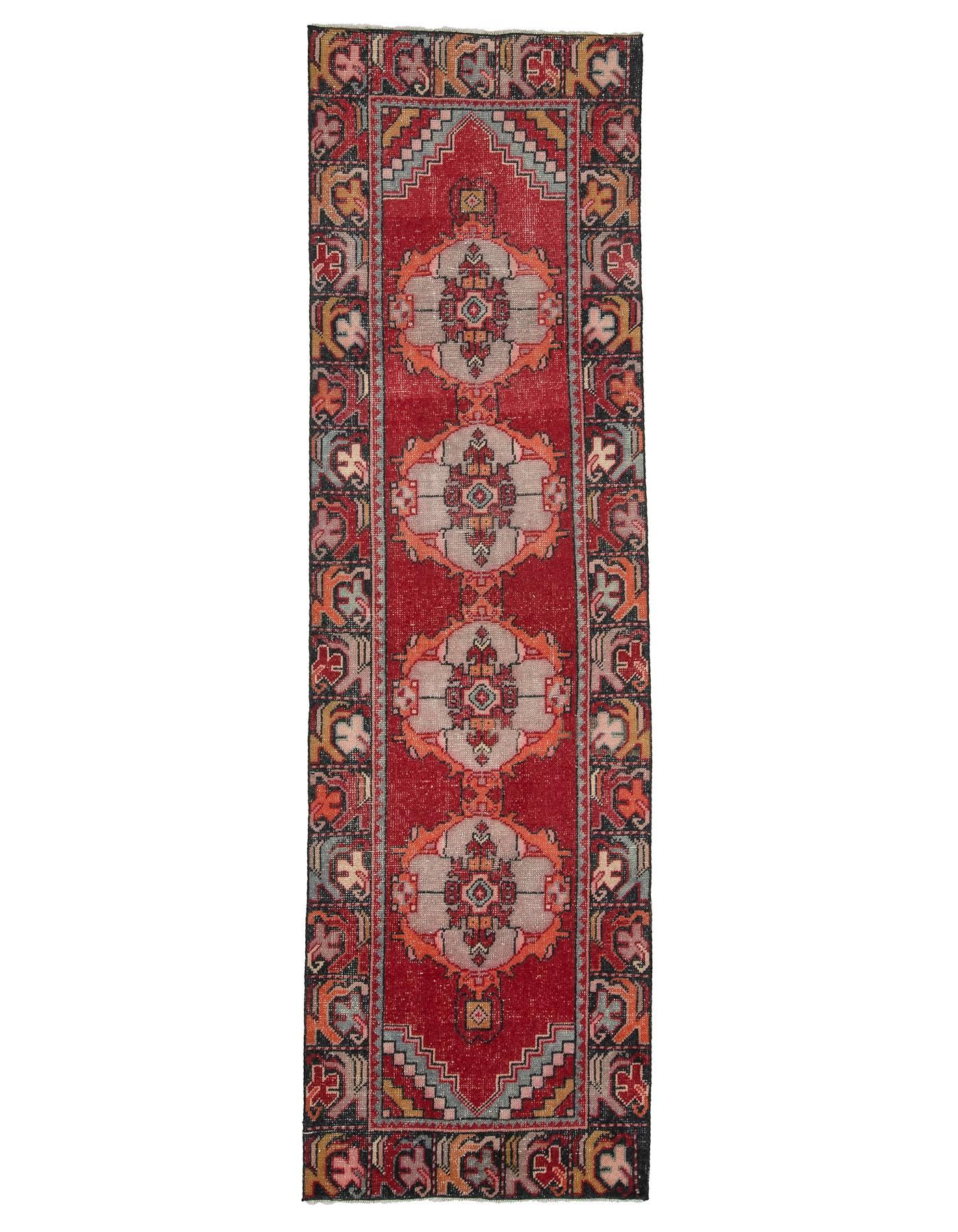 Vintage Red Turkish Runner Rug - 2`10'' x 9`5''