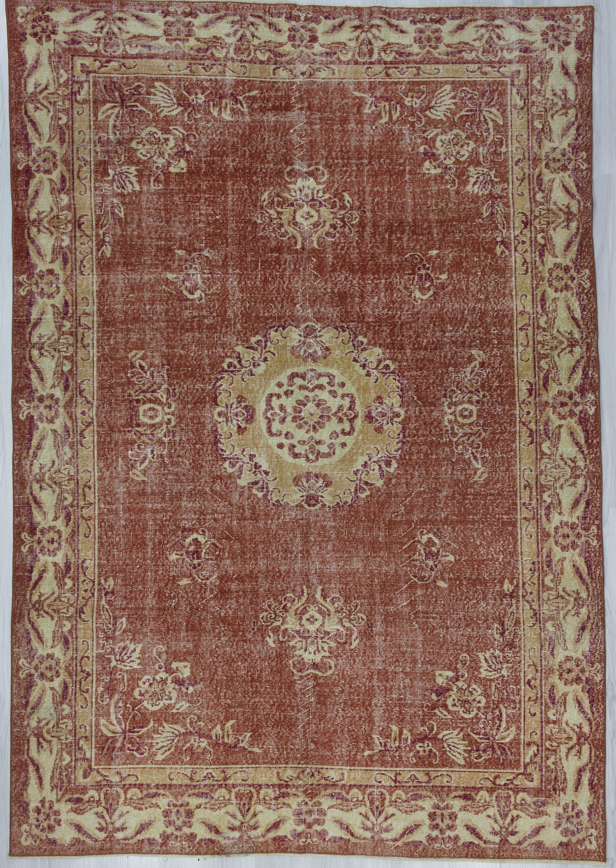 Vintage Rust / Ivory Turkish Carpet