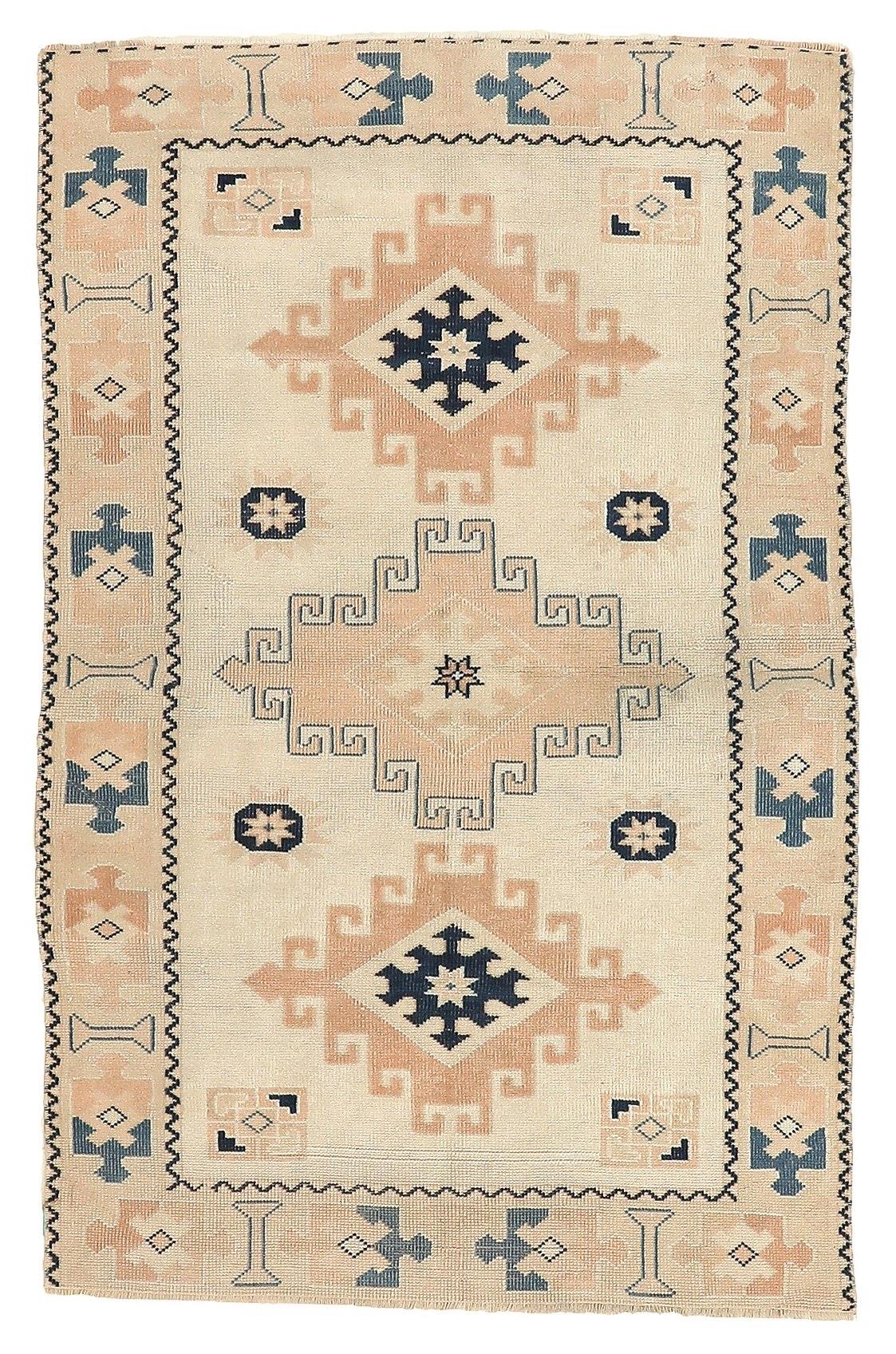 Vintage Small Turkish Area Rug - 3`8'' x 5`11''