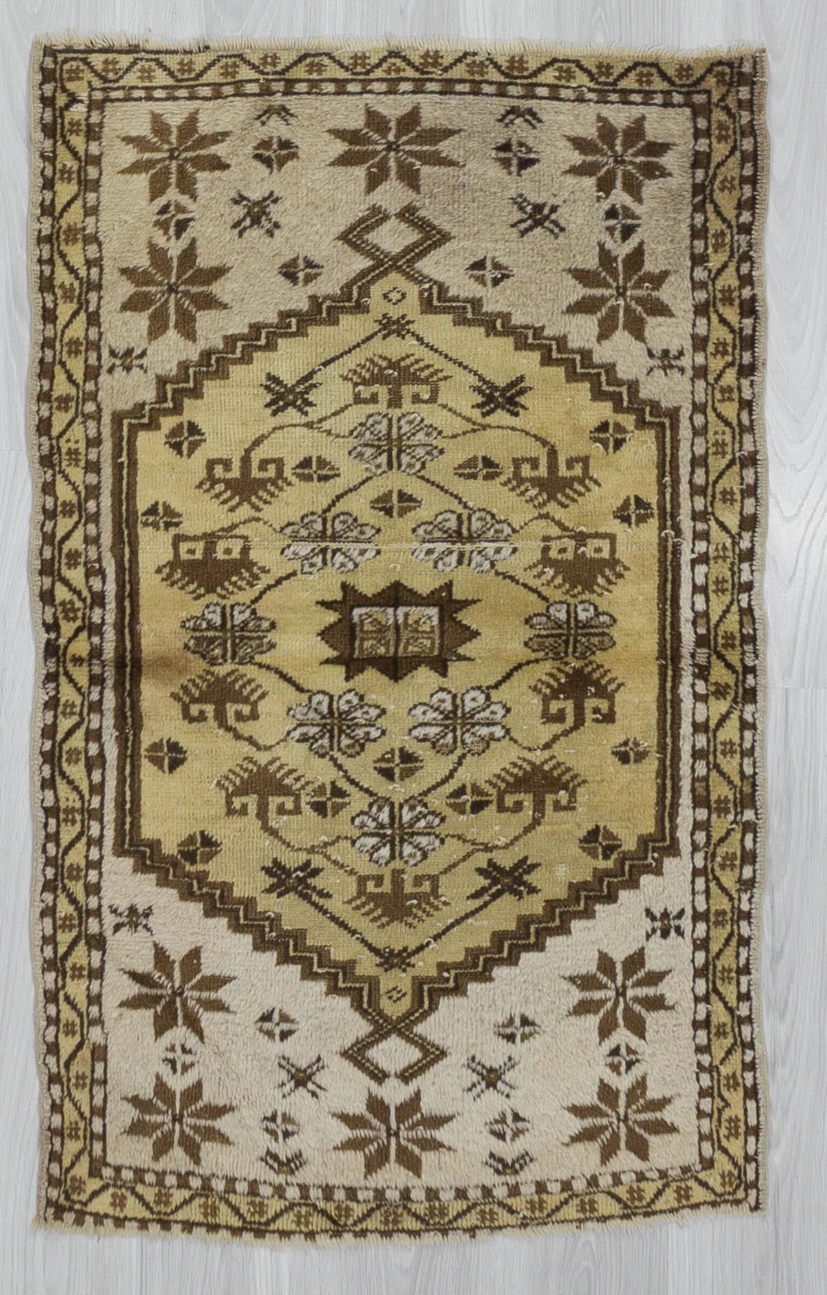 Vintage small Turkish Oushak rug