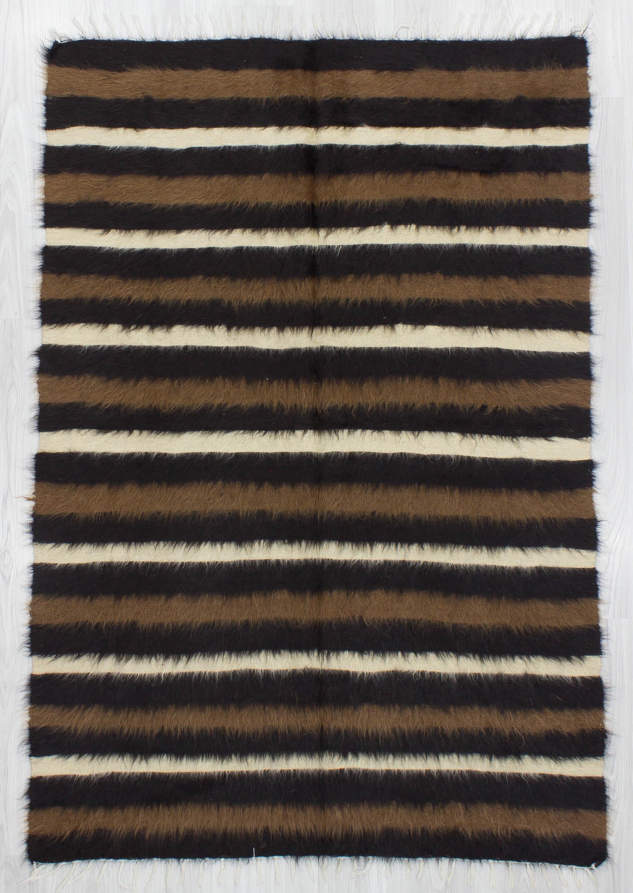 Vintage Striped Decorative Turkish Blanket Kilim Rug