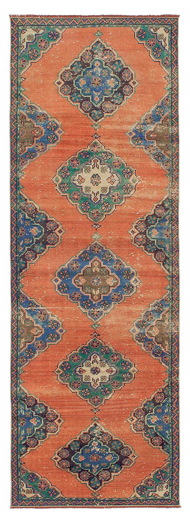 Vintage Turkish Decorative Runner Rug - 3`3'' x 9`5''