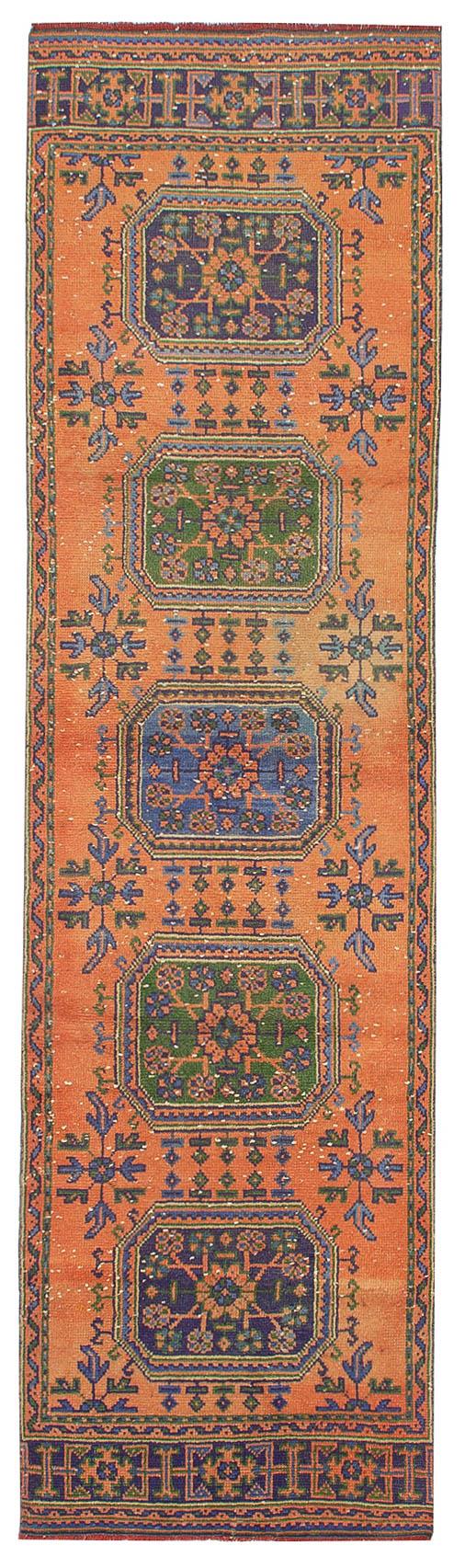 Vintage Turkish Decorative Runner Rug - 2`11'' x 10`8''