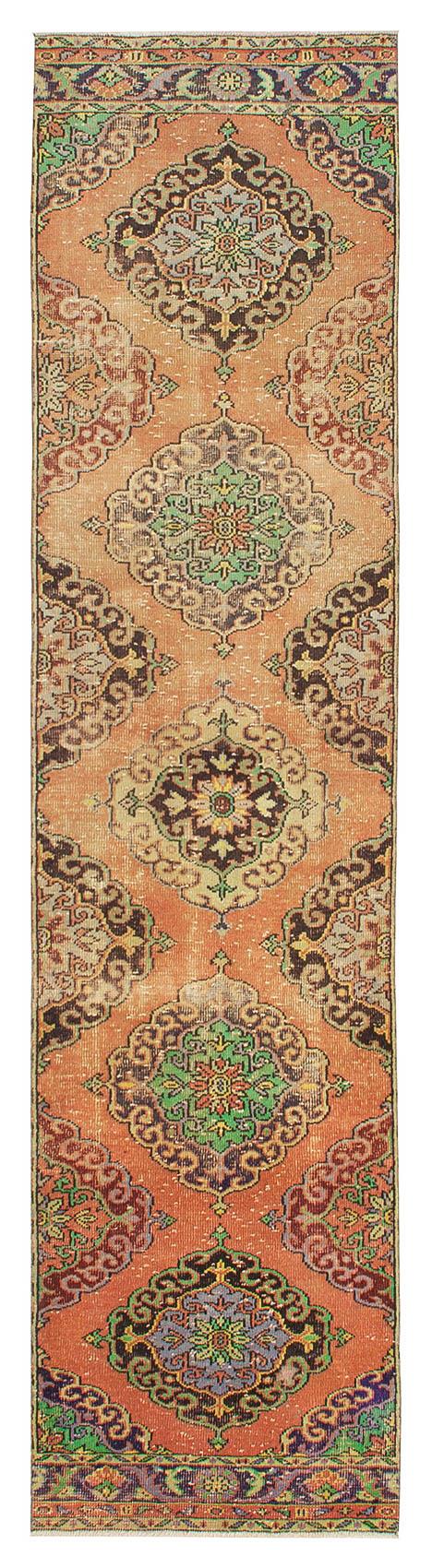 Vintage Turkish Decorative Runner Rug - 3`1'' x 12`11''