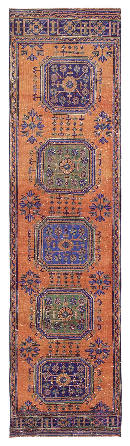 Vintage Turkish Decorative Runner Rug - 3`1'' x 11`7''