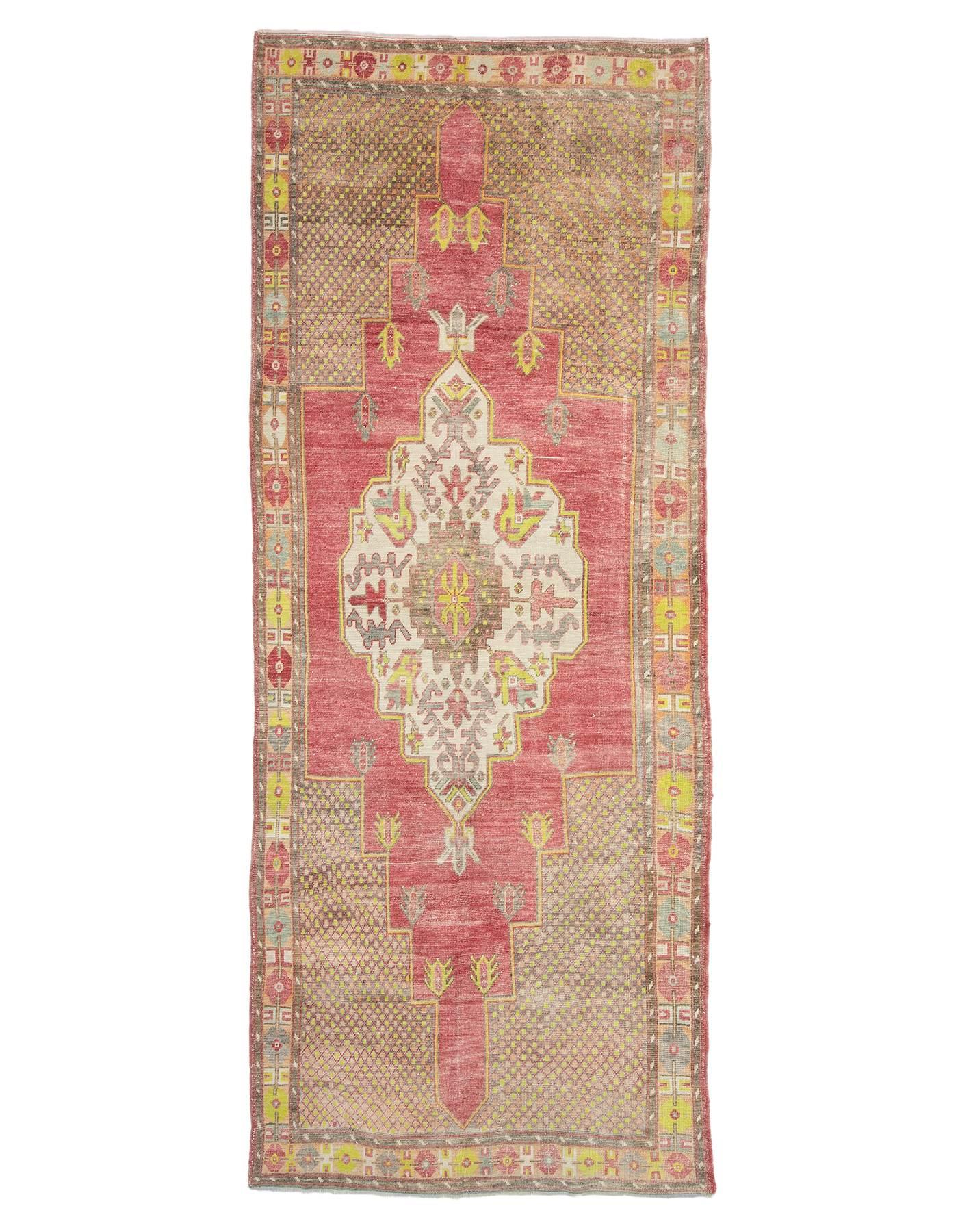 Vintage Turkish Konya Wool Rug - 5`0'' x 13`7''