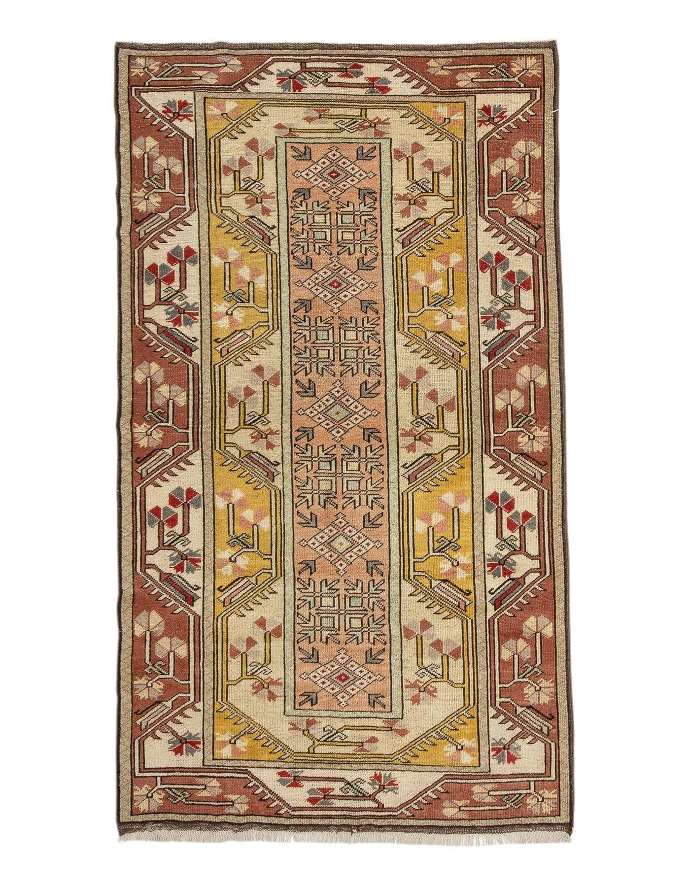 Vintage Turkish Milas Wool Rug - 3`10'' x 6`9''
