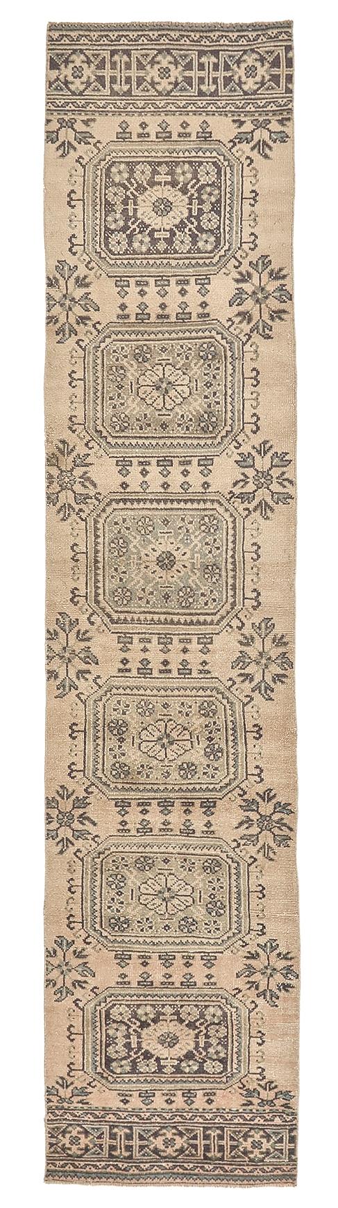 Vintage Turkish Oushak Runner Rug - 2`7'' x 11`11''